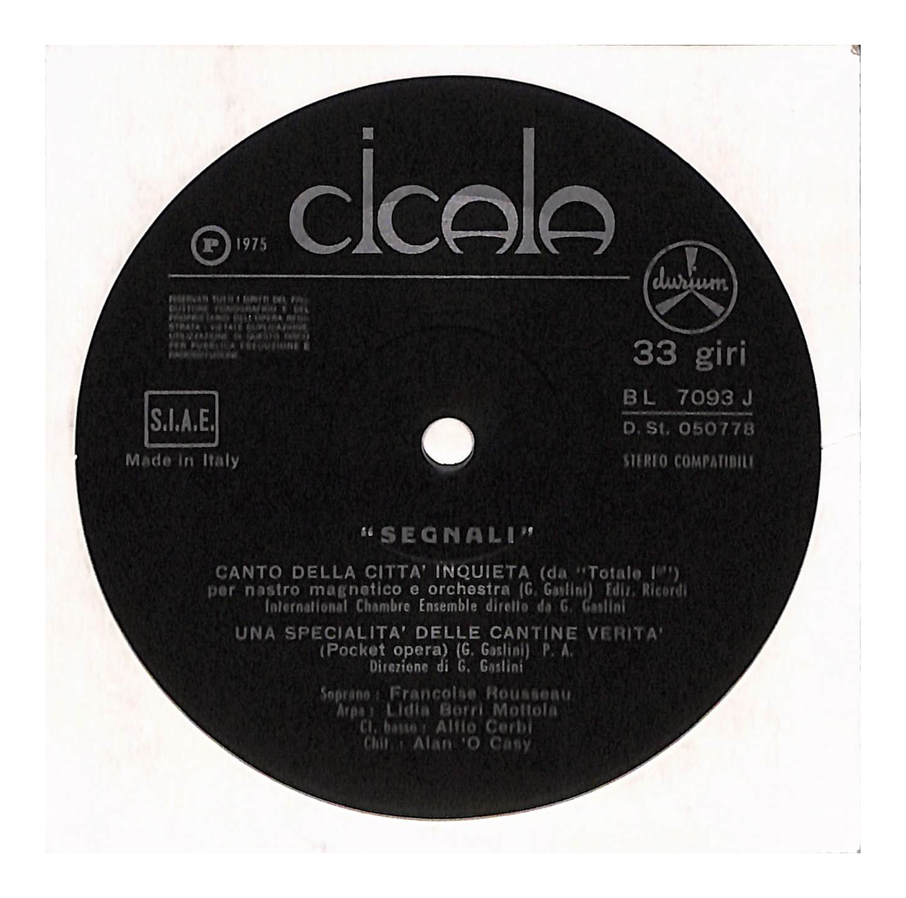 Alberto Caroldi / Françoise Rousseau / International Chamber Ensemble - "Segnali"