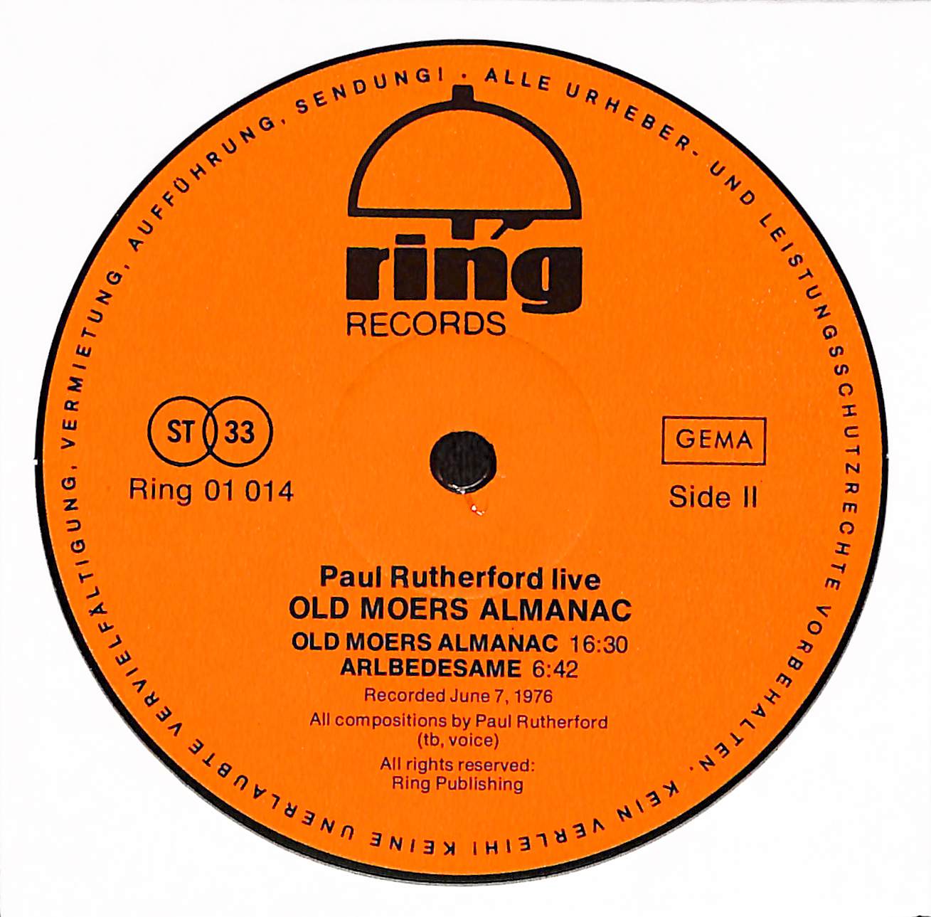 Paul Rutherford Live - Old Moers Almanac