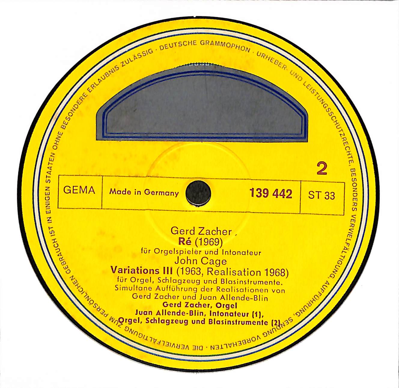 Giuseppe Giorgio Englert, Morton Feldman, Gerd Zacher, John Cage - Gerd Zacher, Orgel