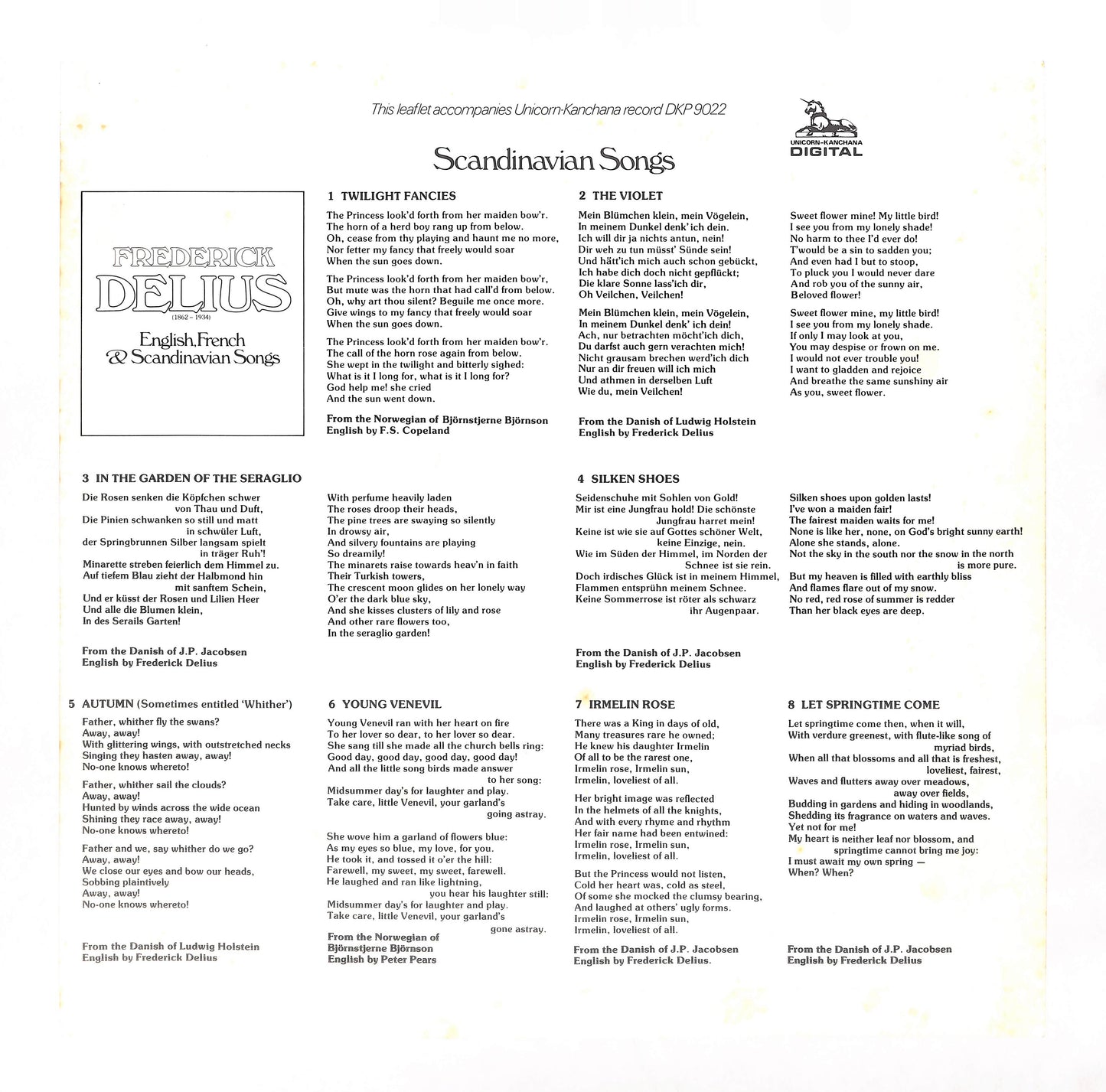 English, French & Scandinavian Songs