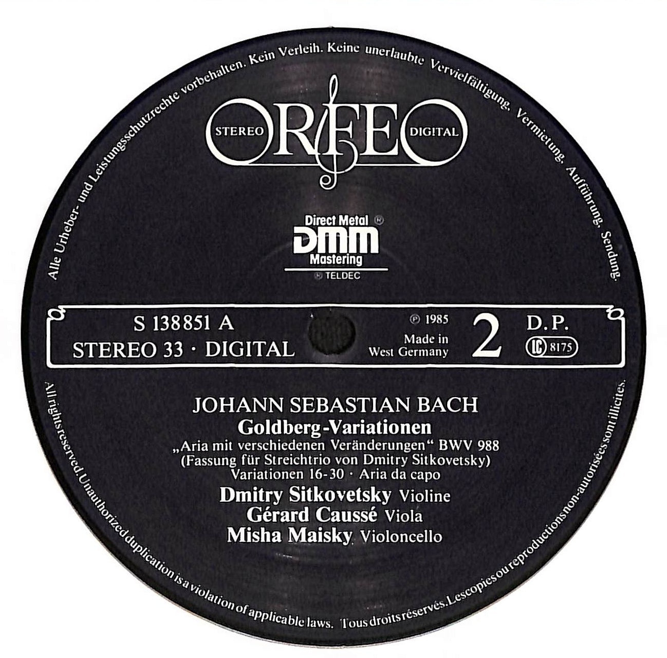 Goldberg Variationen - Fassung Für Streichtrio - Version For String Trio - Version Pour Trio A Cordes