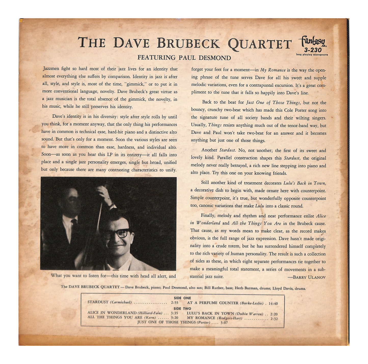 Dave Brubeck Quartet Featuring Paul Desmond