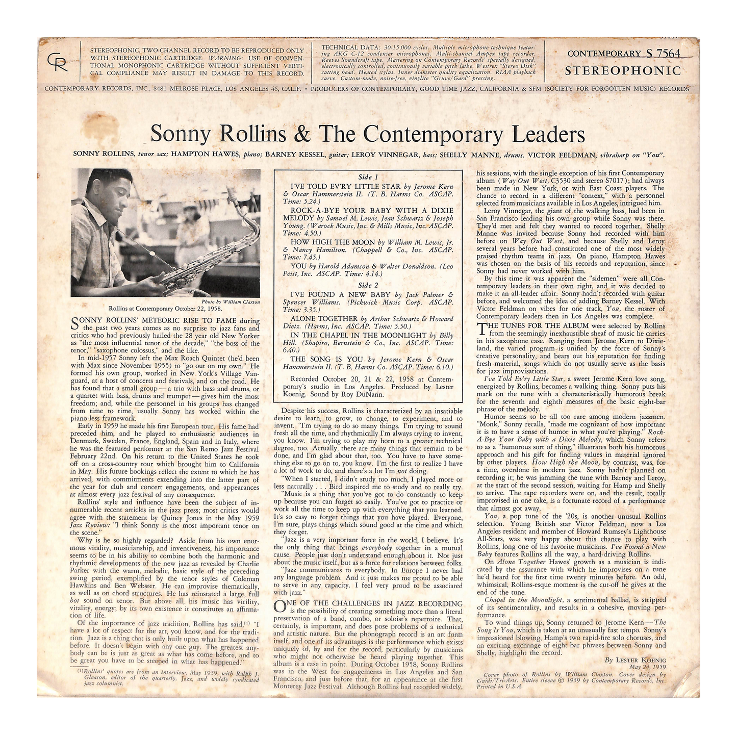 Sonny Rollins And The Contemporary Leaders