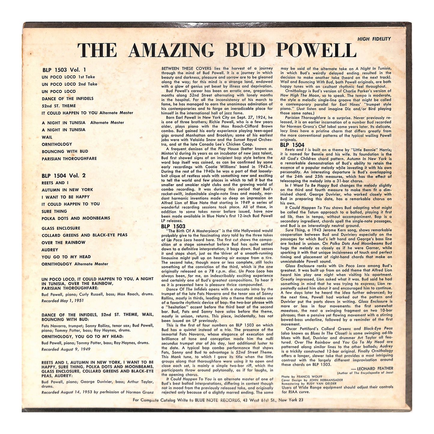 The Amazing Bud Powell, Volume 1