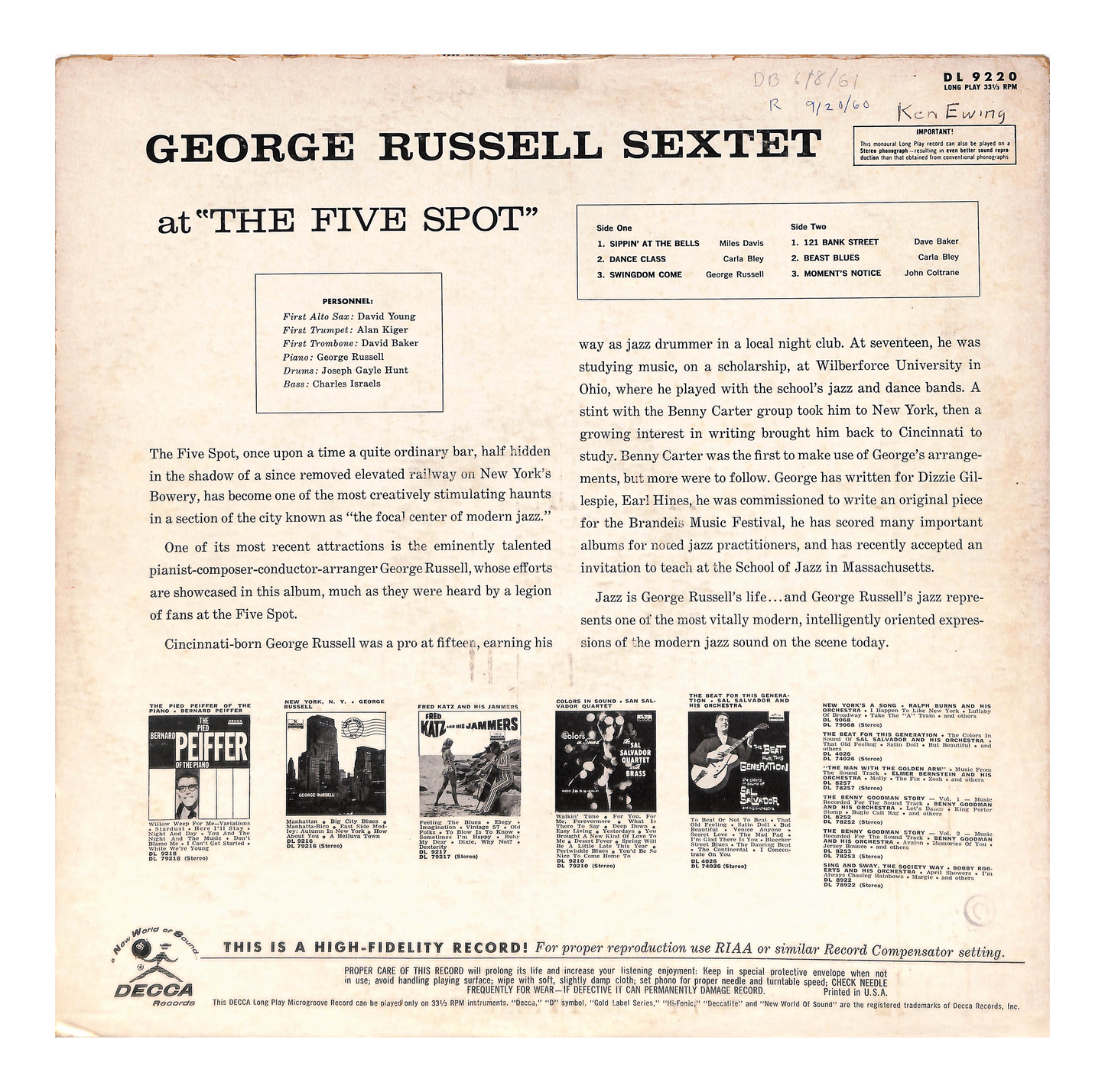 George Russell Sextet At The Five Spot