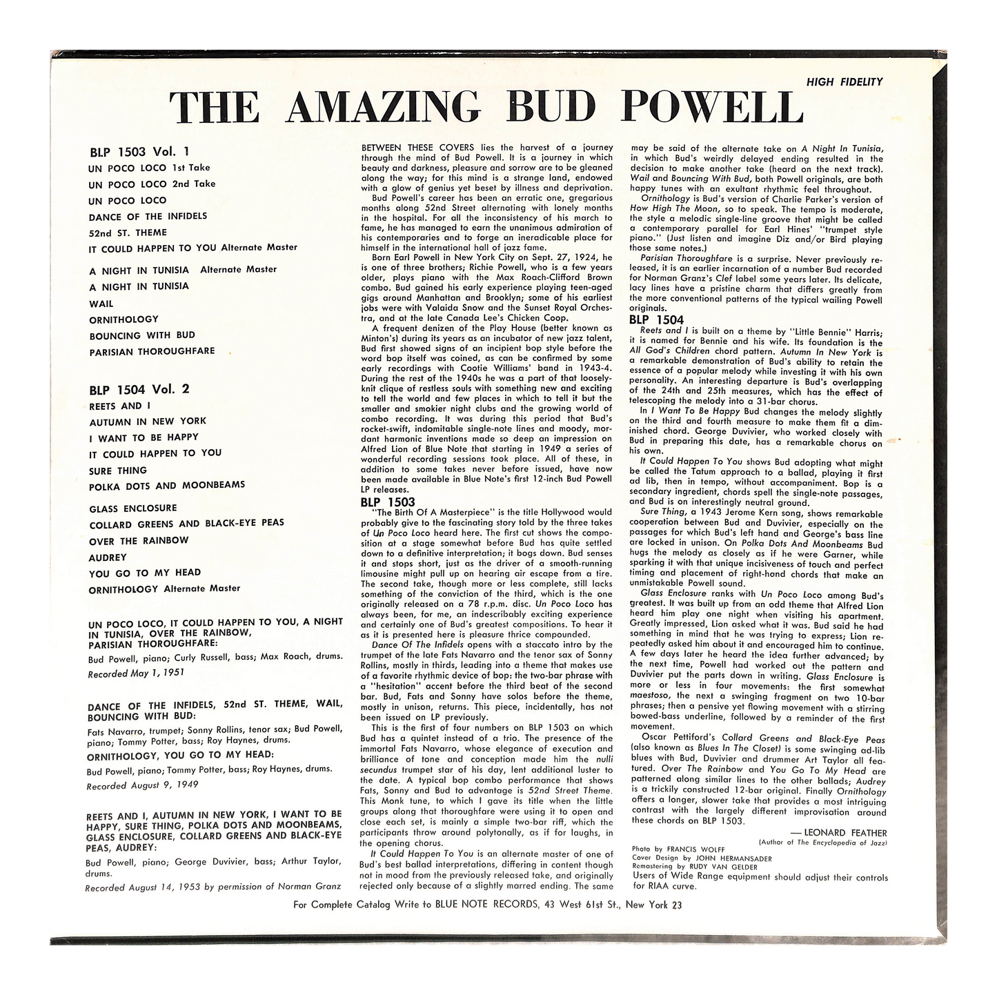 The Amazing Bud Powell, Volume 1
