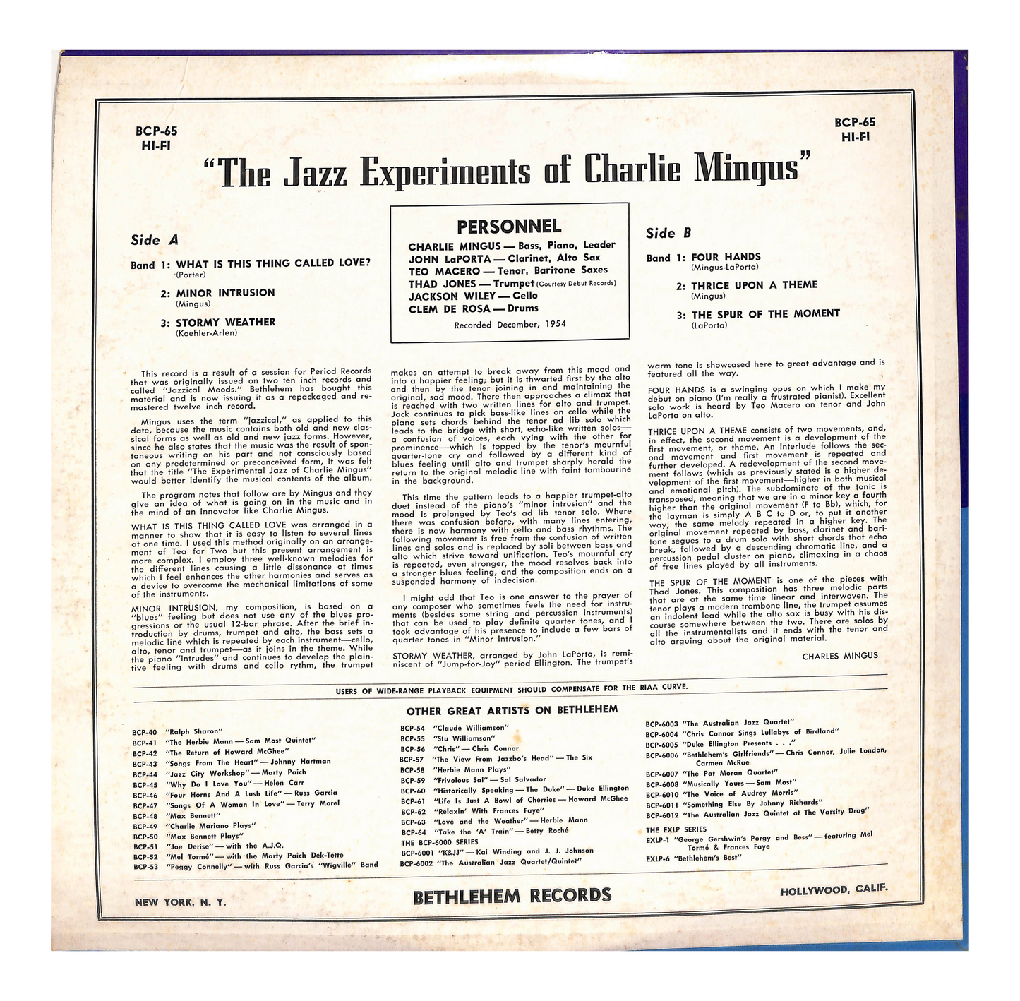 The Jazz Experiments Of Charlie Mingus