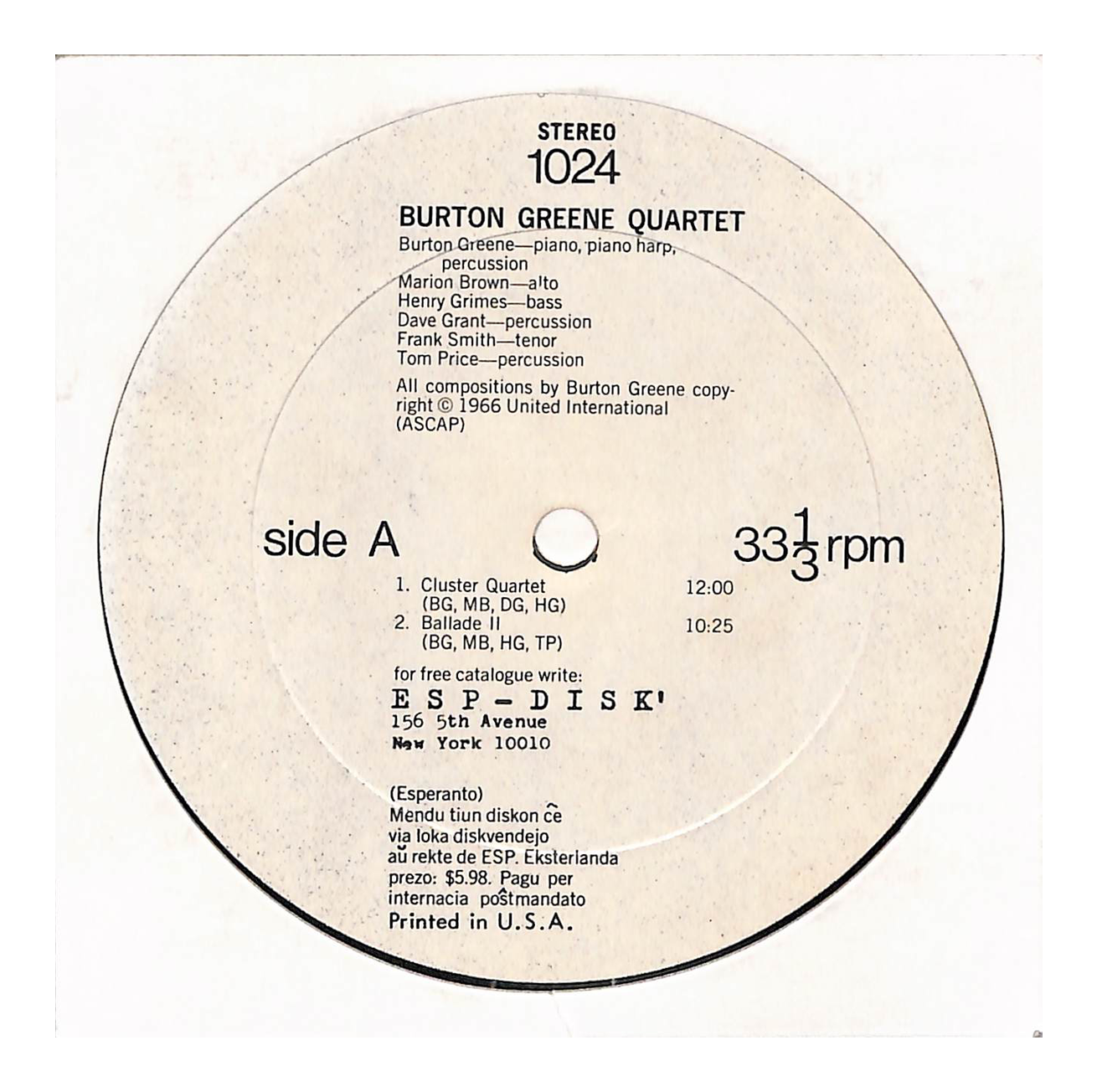 Burton Greene Quartet