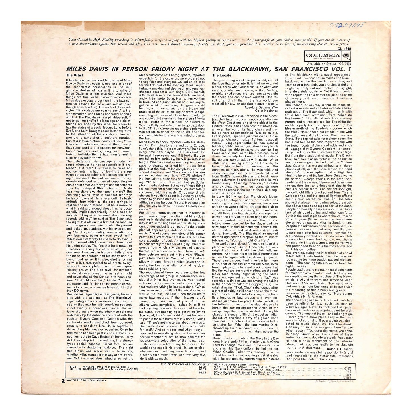 In Person, Friday Night At The Blackhawk, San Francisco, Volume I