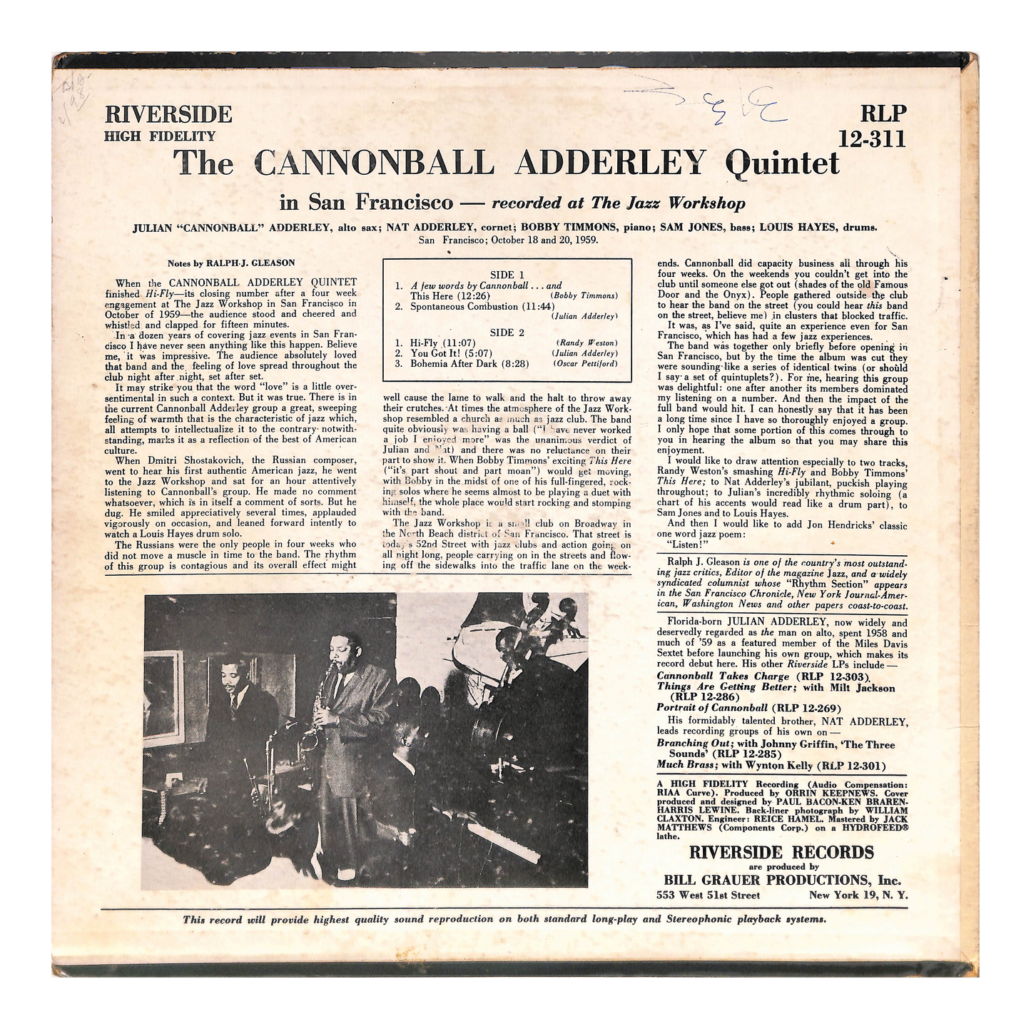 The Cannonball Adderley Quintet In San Francisco