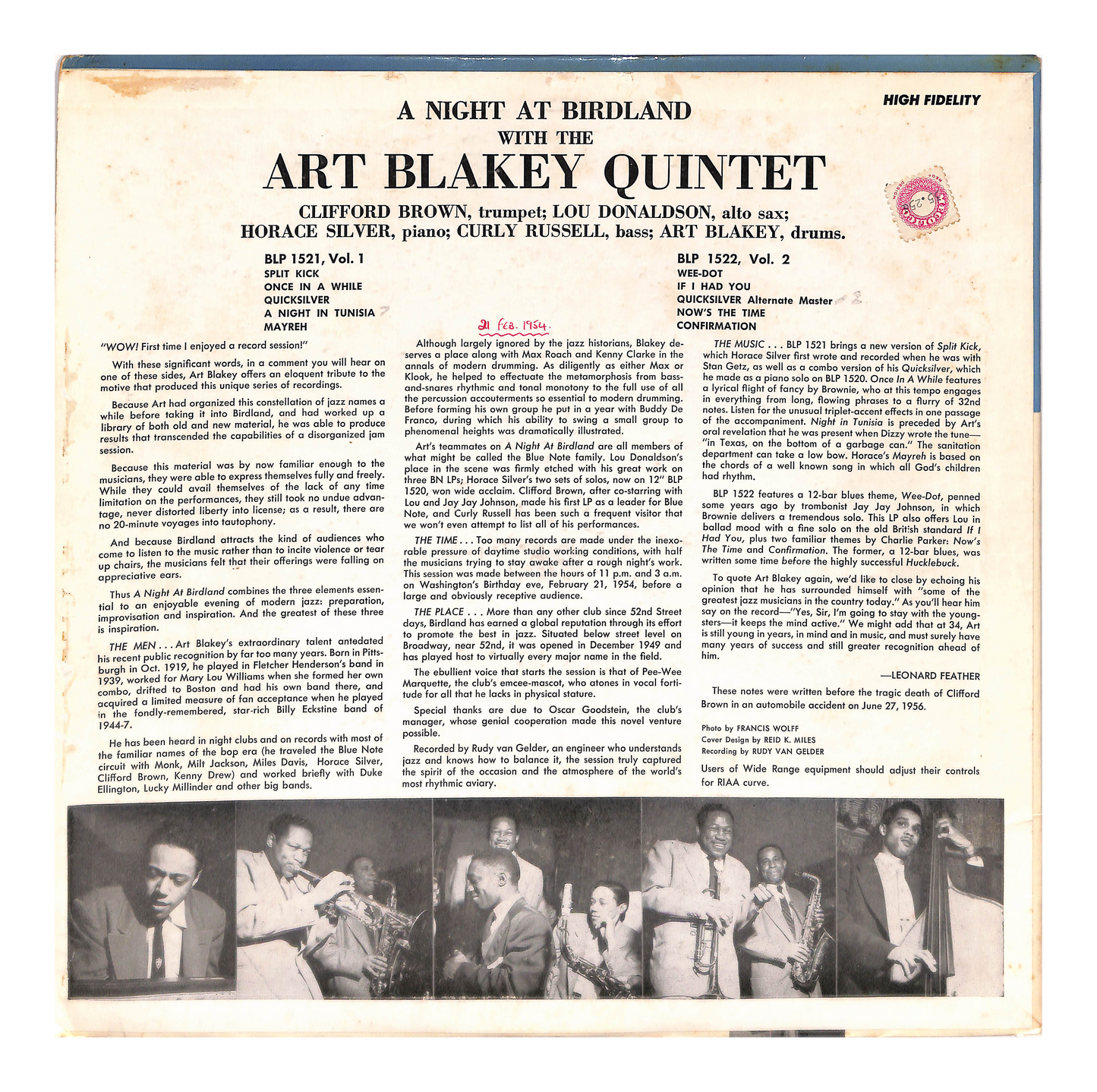 A Night At Birdland, Volume 1