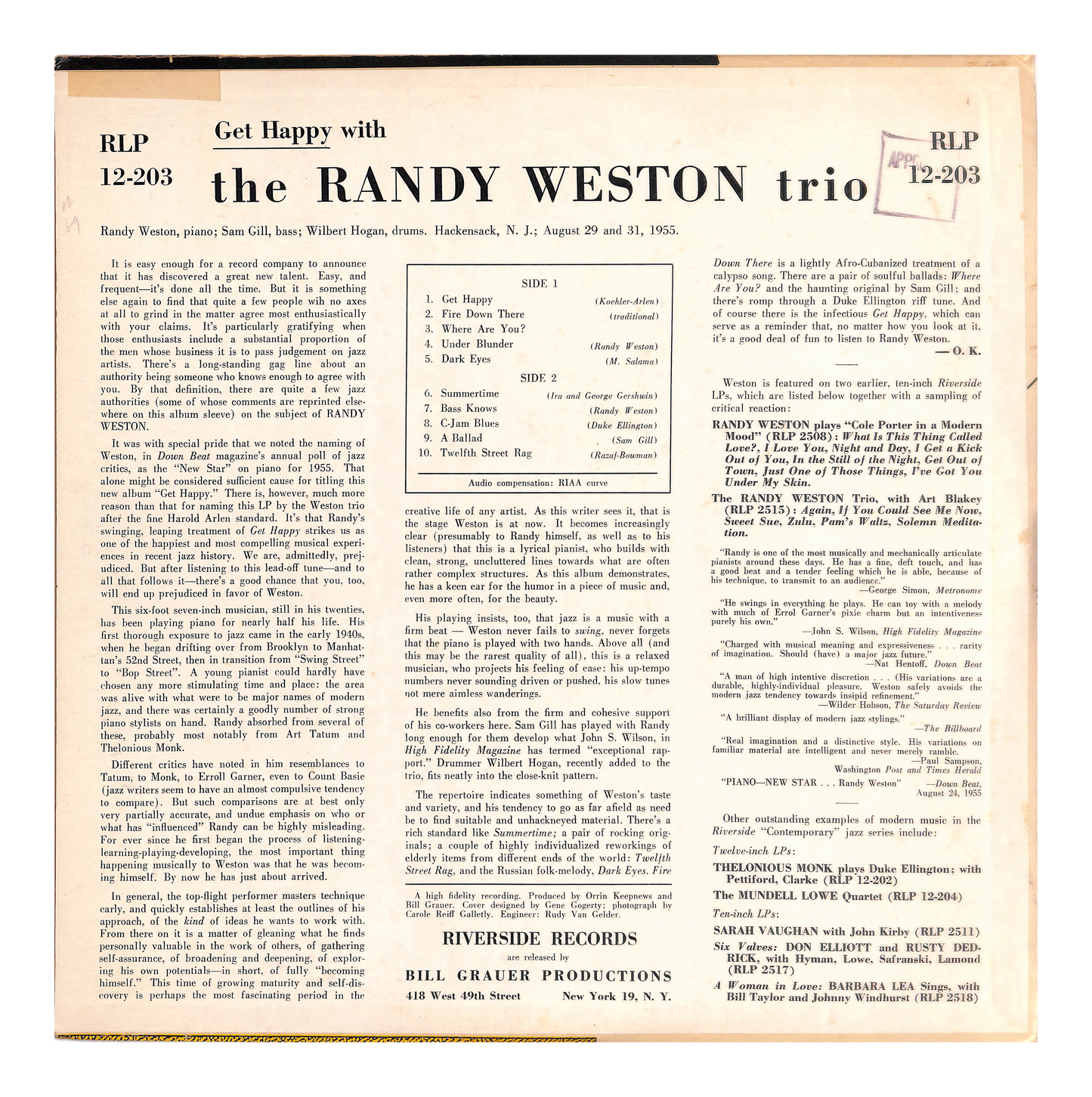 Get Happy With The Randy Weston Trio