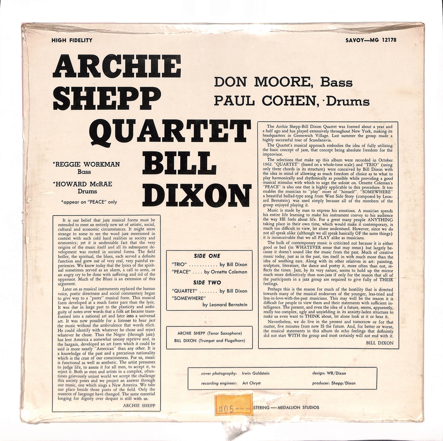 The Archie Shepp-Bill Dixon Quartet