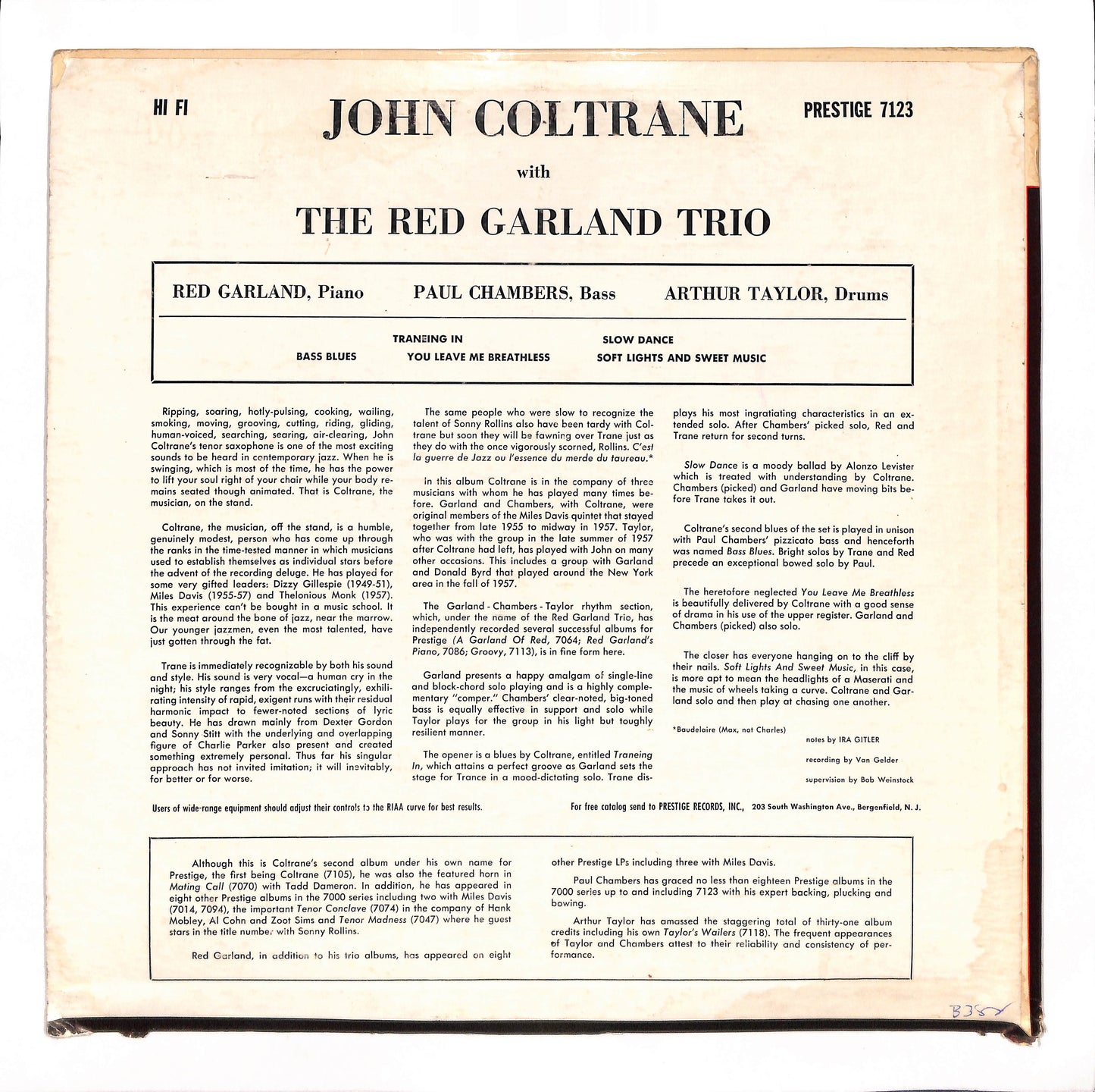 John Coltrane With The Red Garland Trio