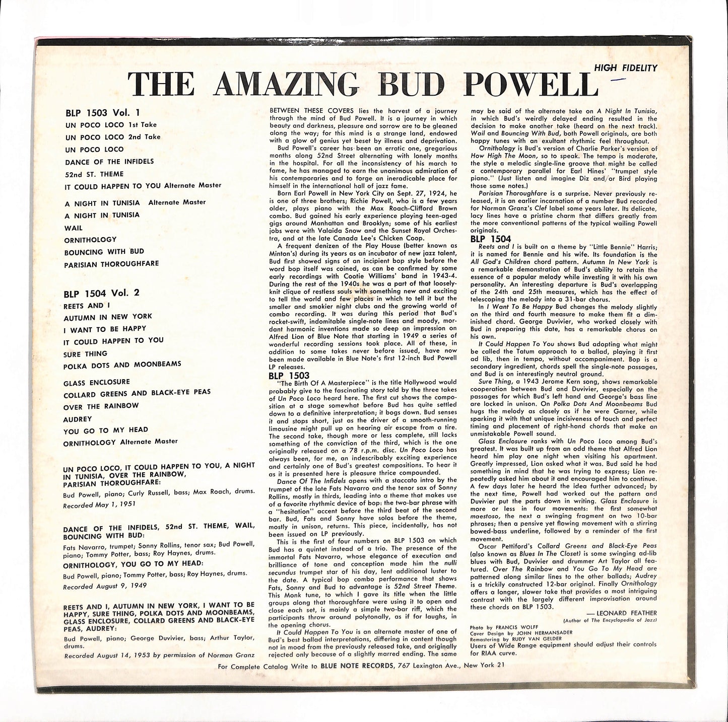 The Amazing Bud Powell, Volume 1
