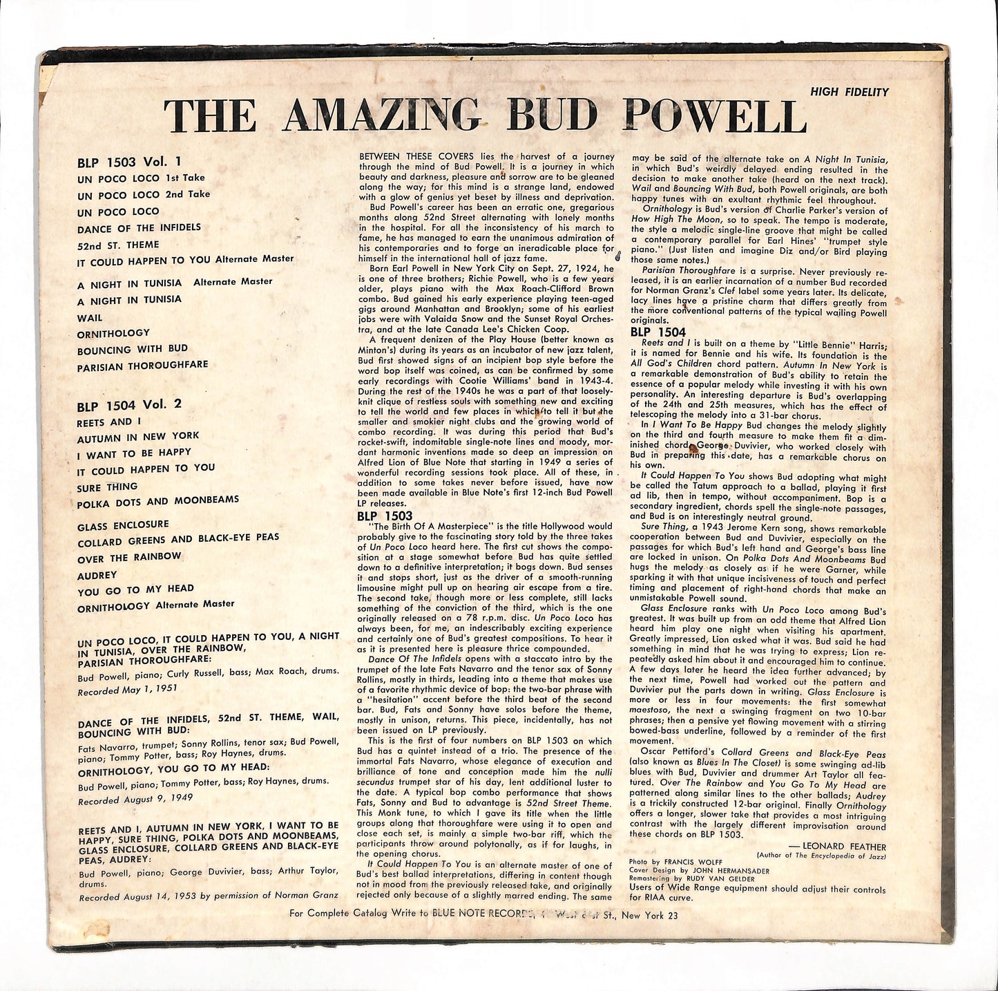 The Amazing Bud Powell, Volume 1