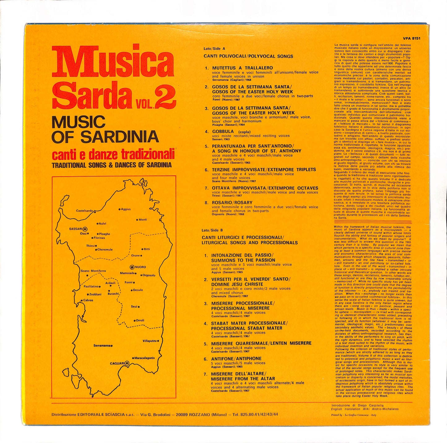 Musica Sarda Vol. 2 (Music Of Sardinia) - Canti E Danze Tradizionali (Traditional Songs & Dances Of Sardinia)