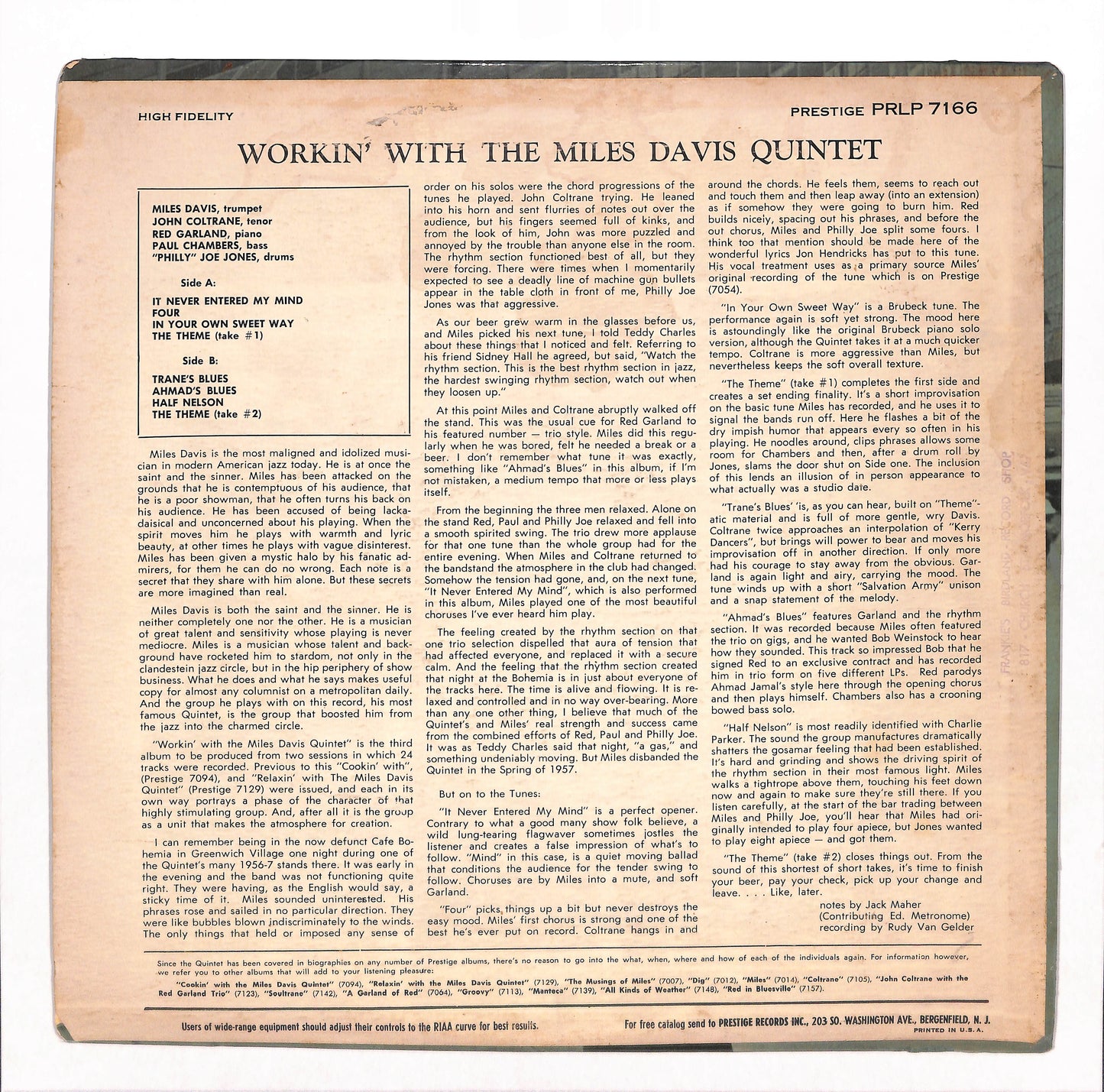 Workin' With The Miles Davis Quintet
