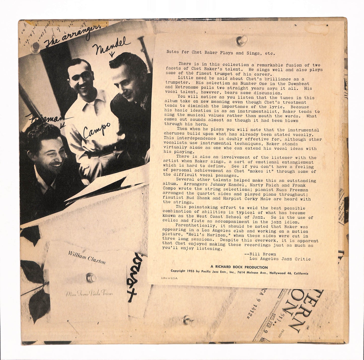 Sings And Plays With Bud Shank, Russ Freeman And Strings