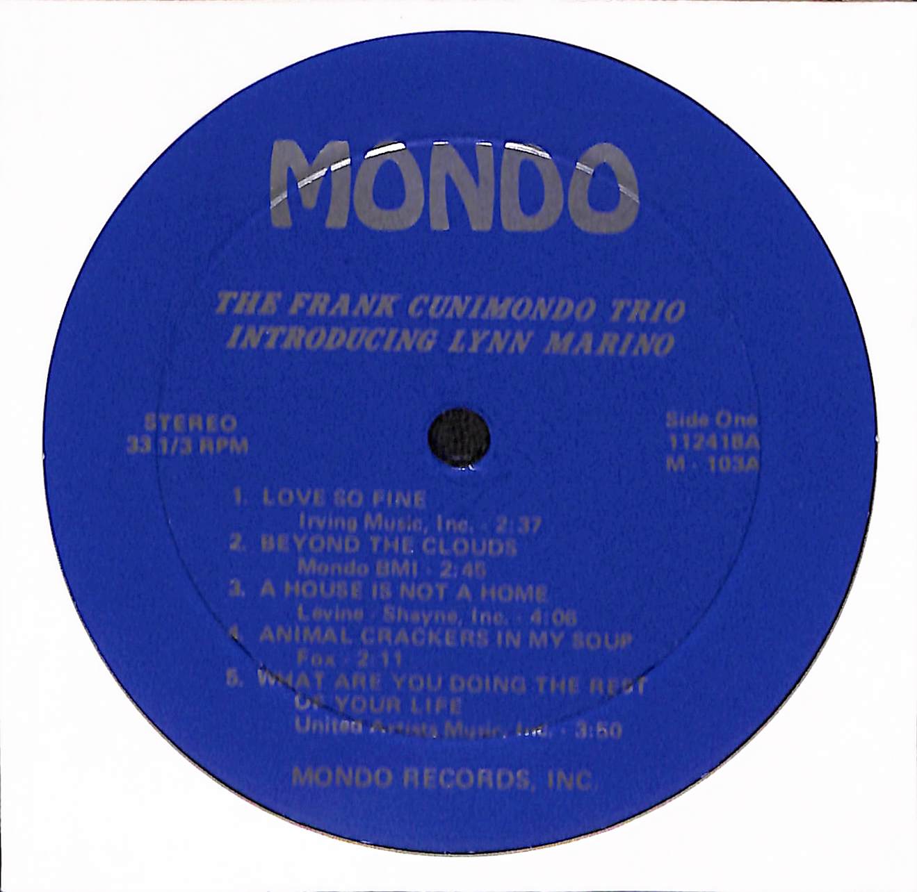 The Frank Cunimondo Trio Introducing Lynn Marino
