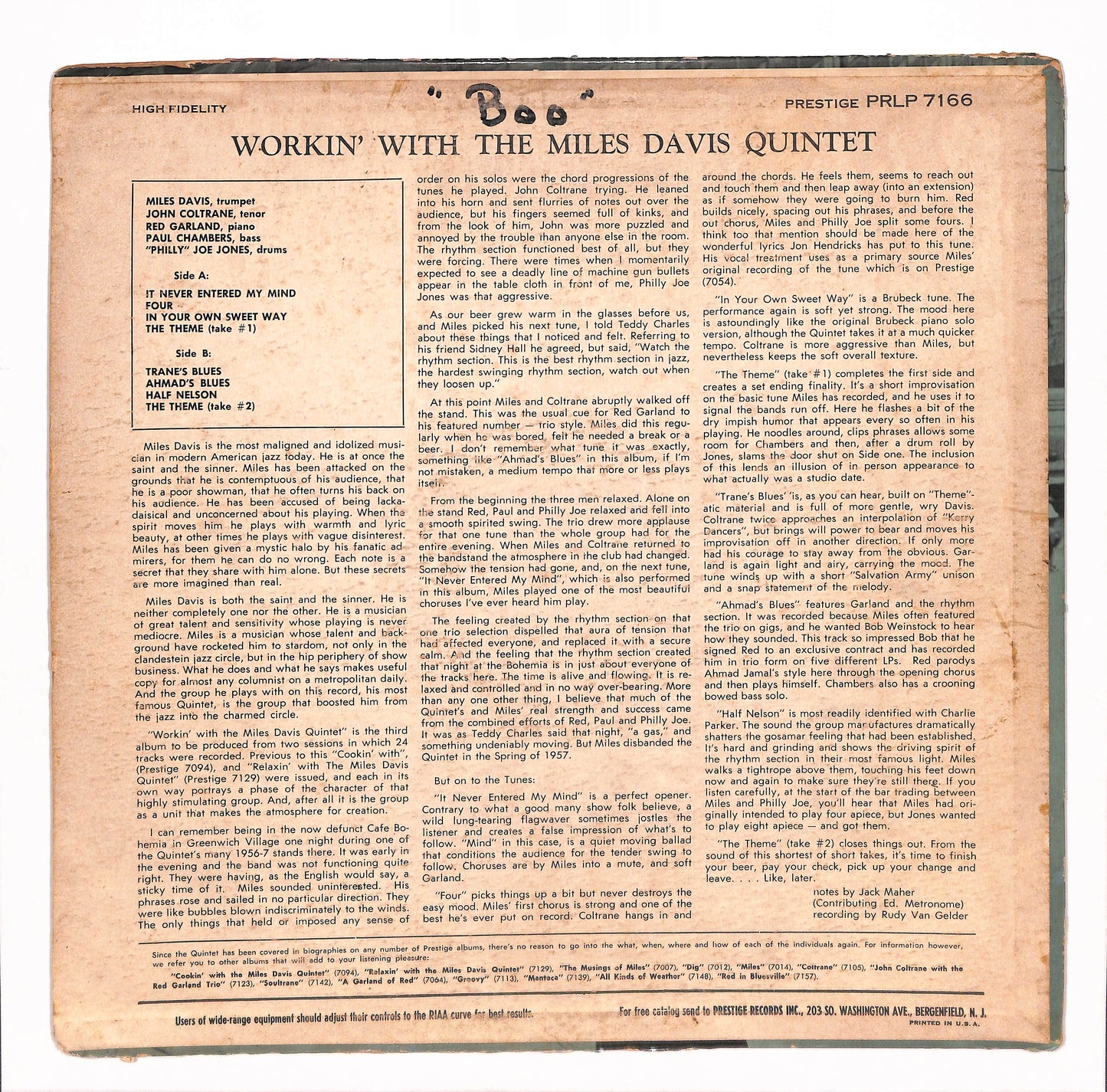 Workin' With The Miles Davis Quintet