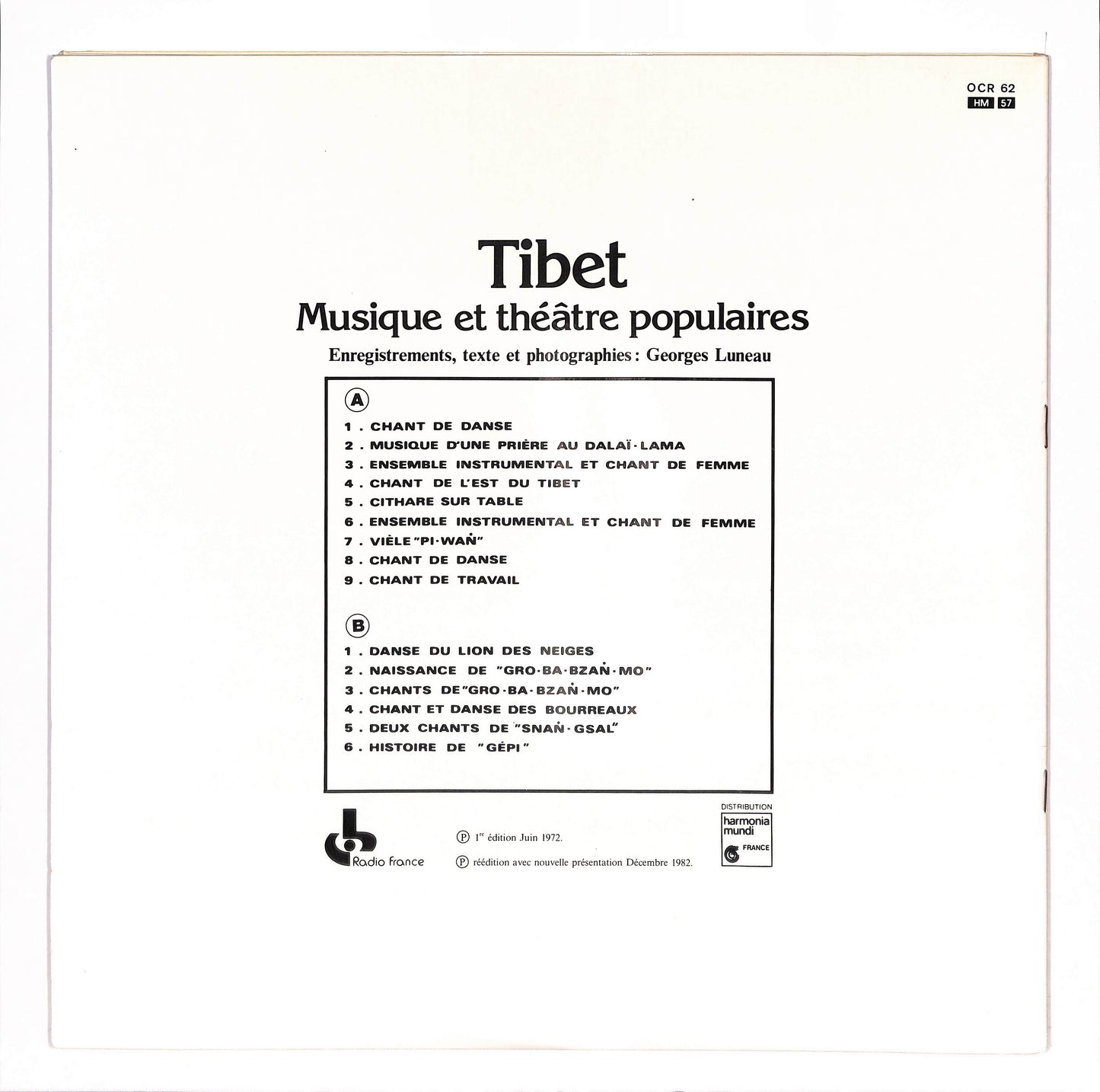 Tibet (Musique Et Théâtre Populaires)