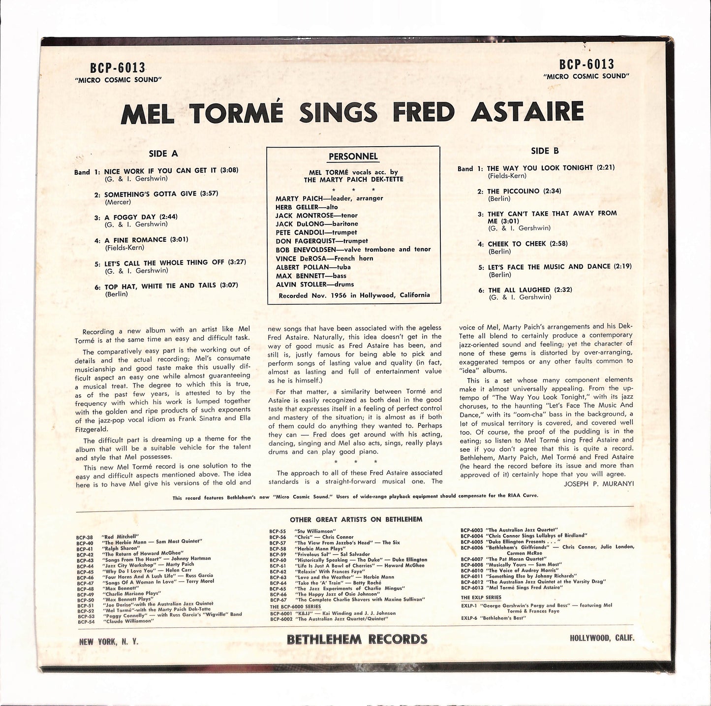 Mel Tormé Sings Fred Astaire