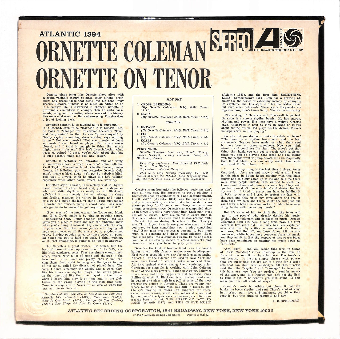 Ornette On Tenor