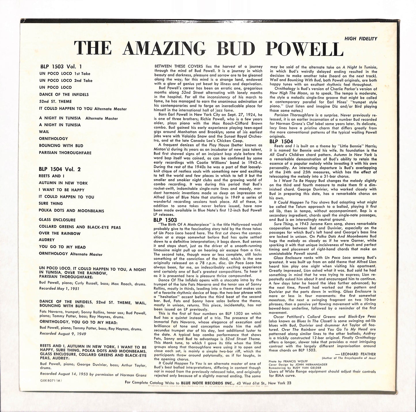 The Amazing Bud Powell, Volume 1