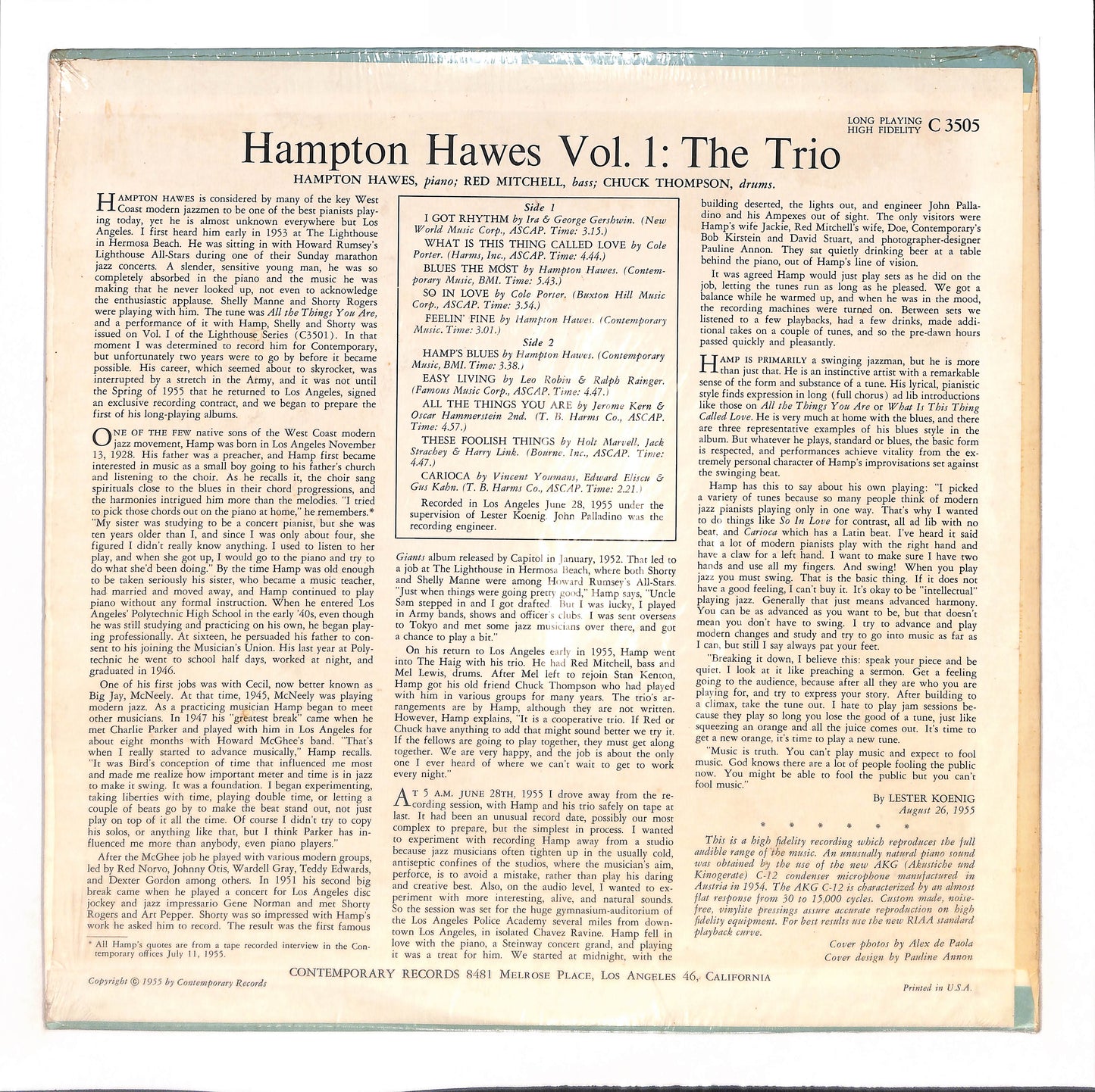 Hampton Hawes Vol. 1: The Trio