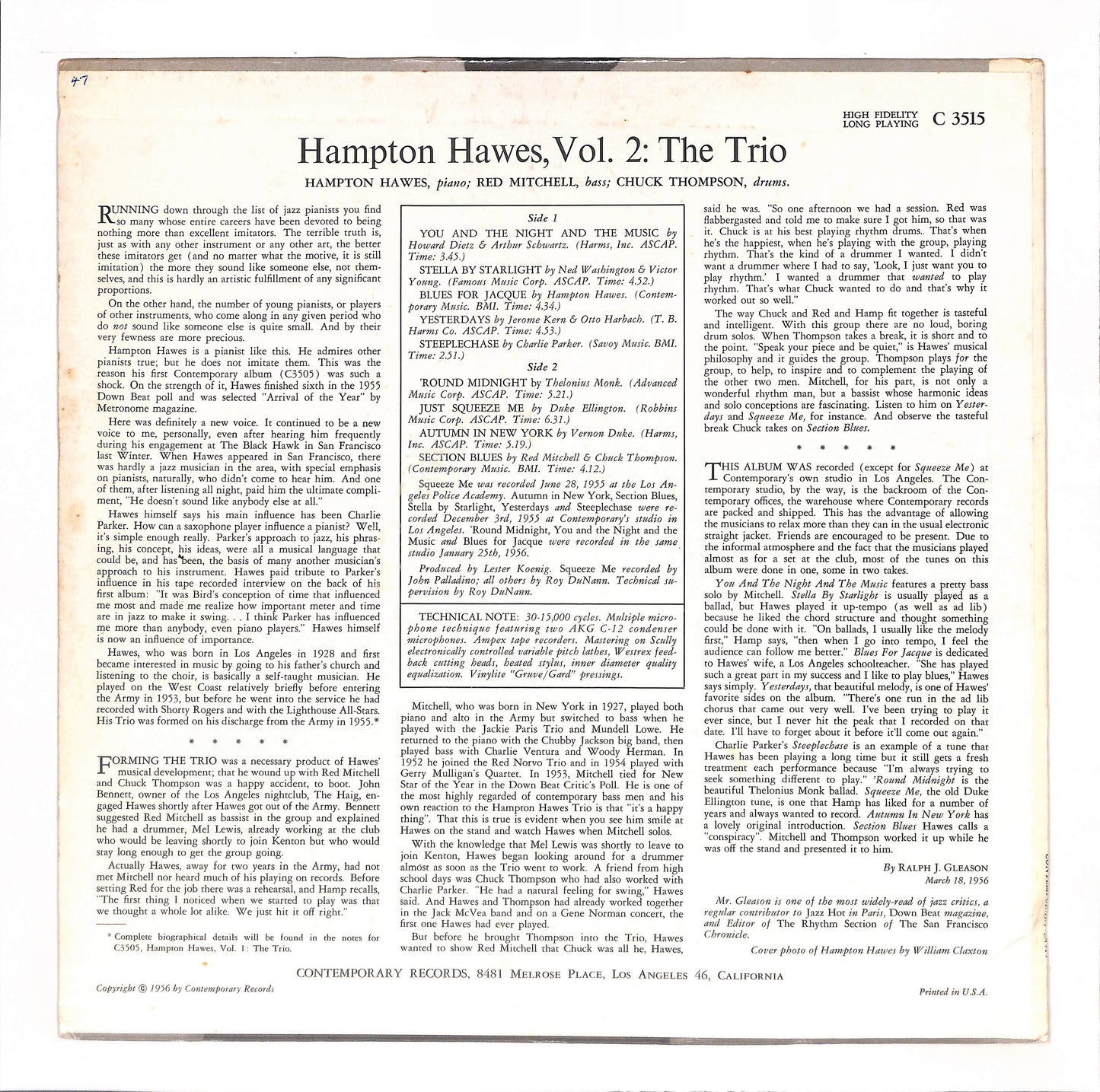 This Is Hampton Hawes Vol. 2: The Trio