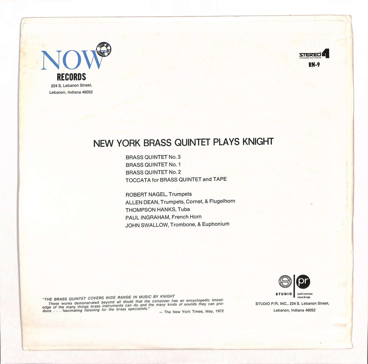 New York Brass Quintet Plays Morris Knight