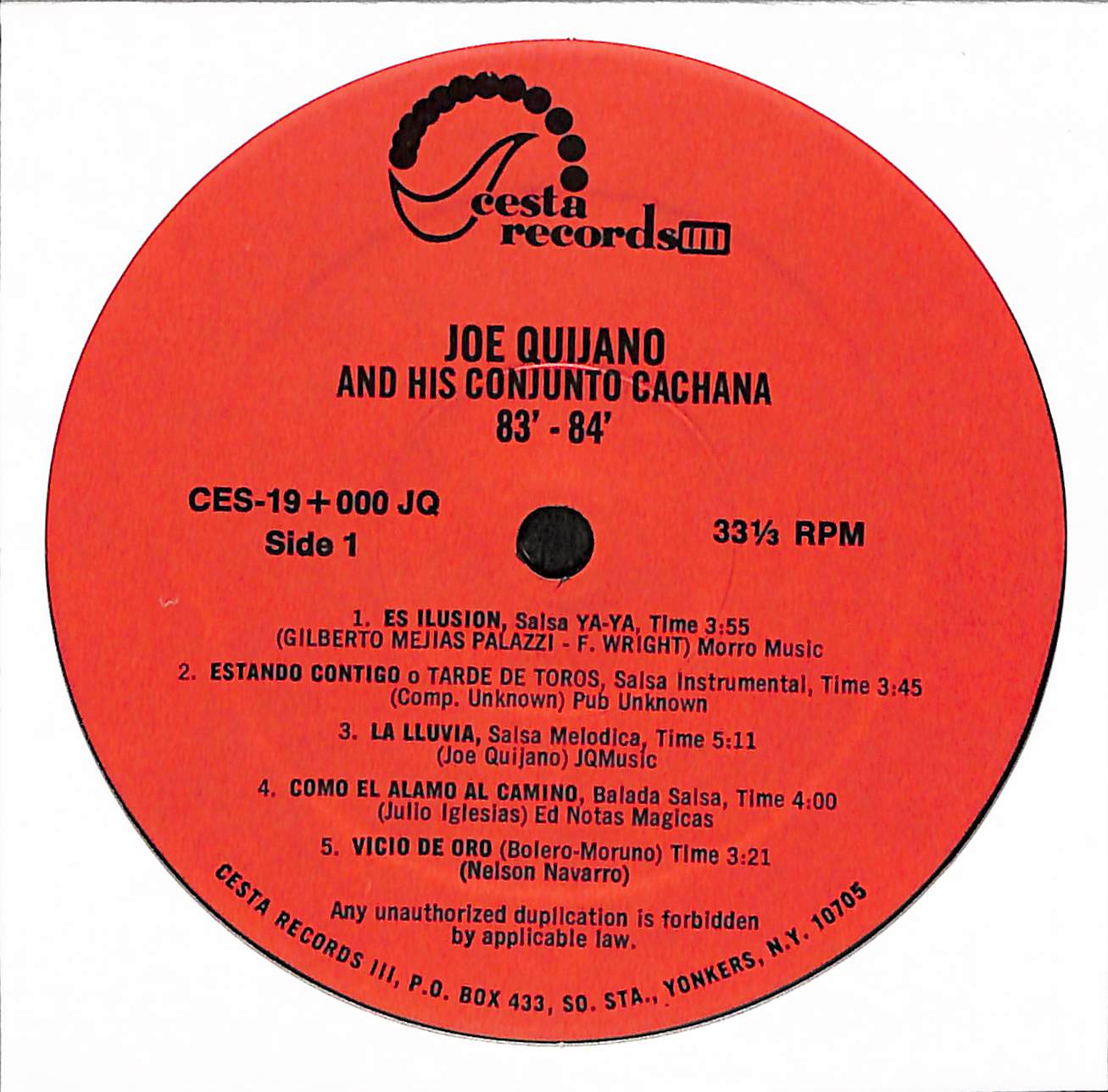 Joe Quijano And His Conjunto Cachana 83'-84'