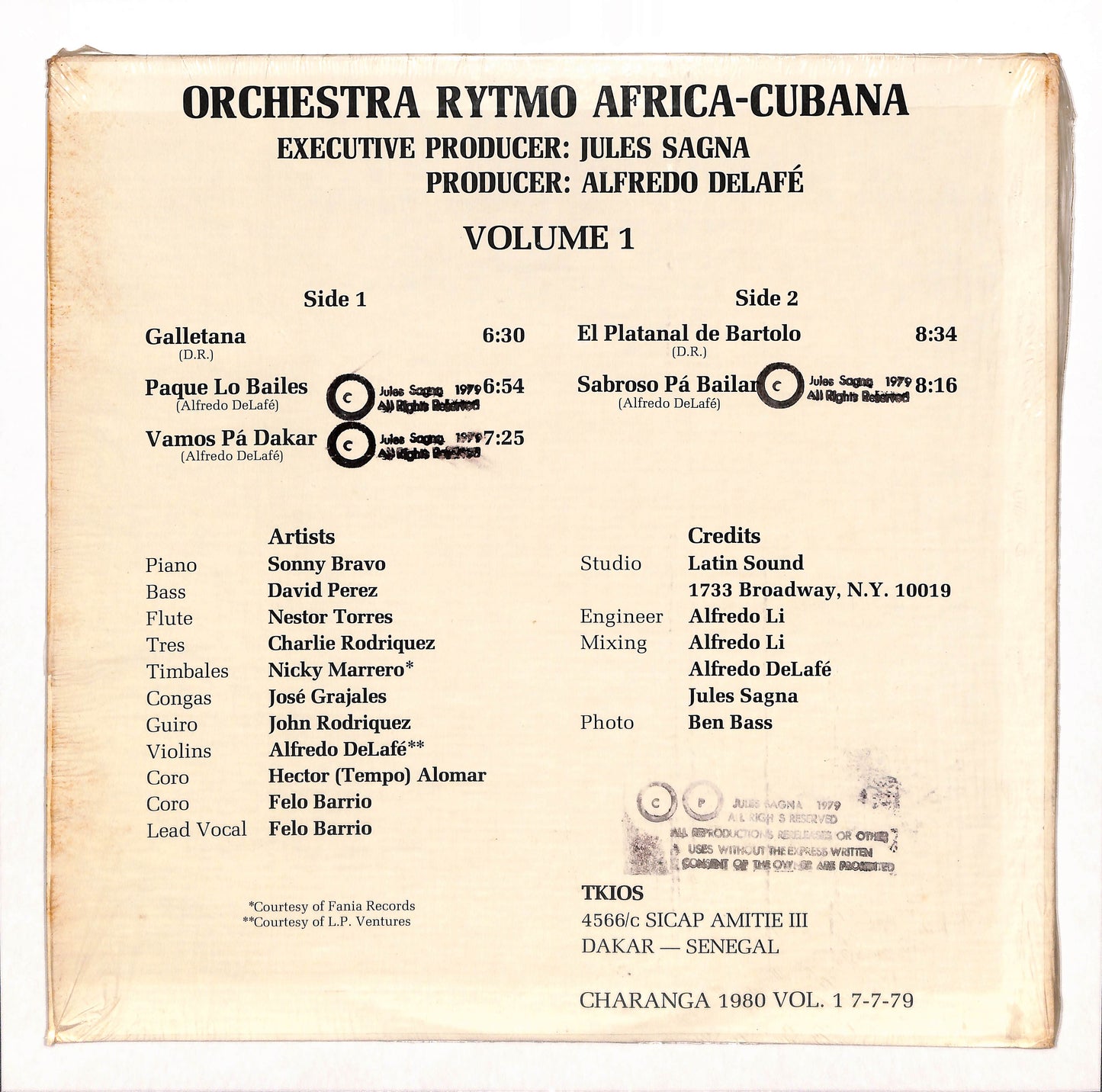 Cubana Canta: Felo Barrio, Hector (Tempo) Alomar - Jules Sagna Presenta La Charanga 1980 Orchestra Rytmo Africa - Cubana