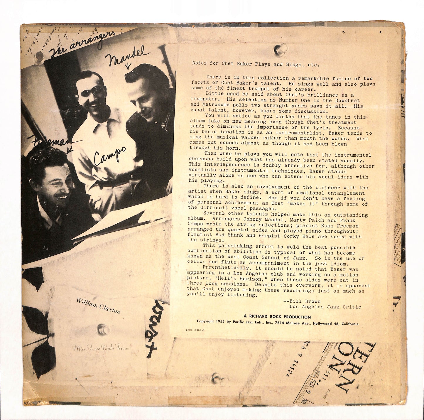 Sings And Plays With Bud Shank, Russ Freeman And Strings