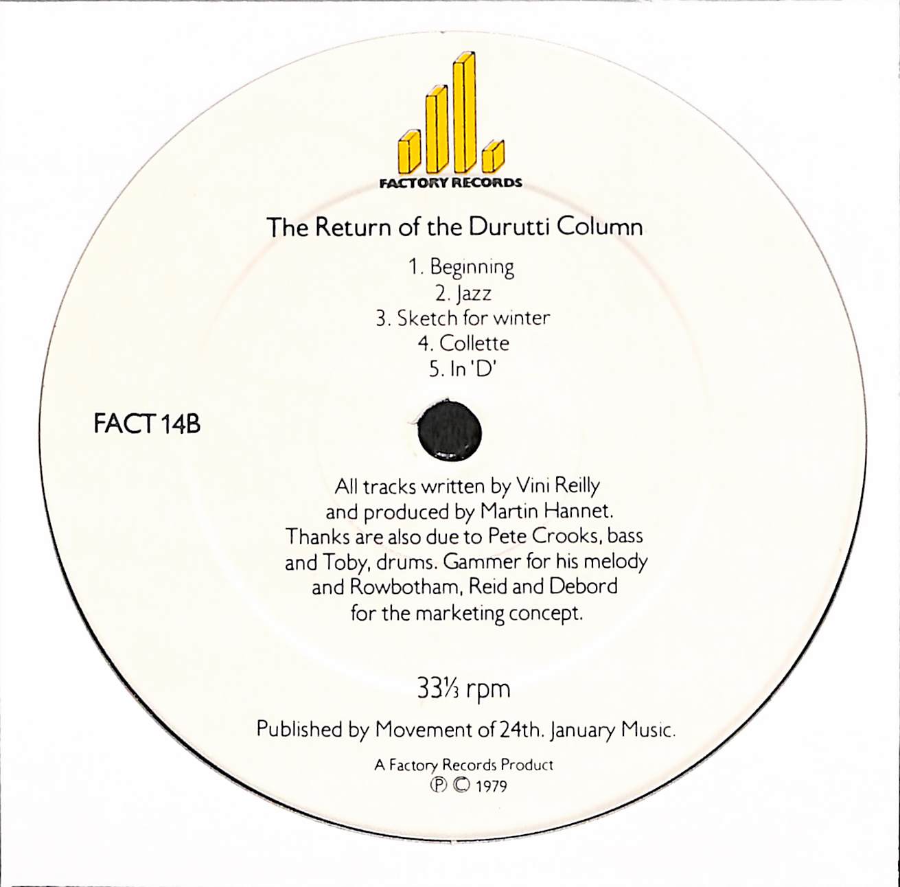 販売 稀少UK盤オリジナルやすりジャケットLP!! Durutti Column ドゥルッティコラム The Return of FACT14  レコード スプレー無しバージョン