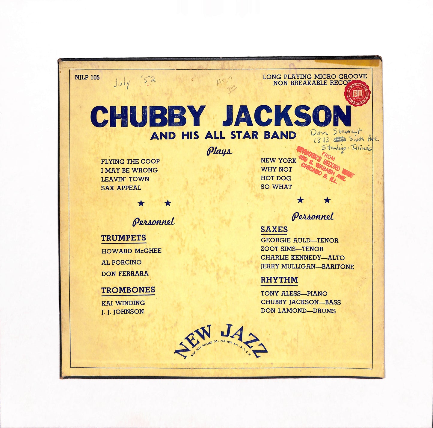 Chubby Jackson And His All Stars Band Plays