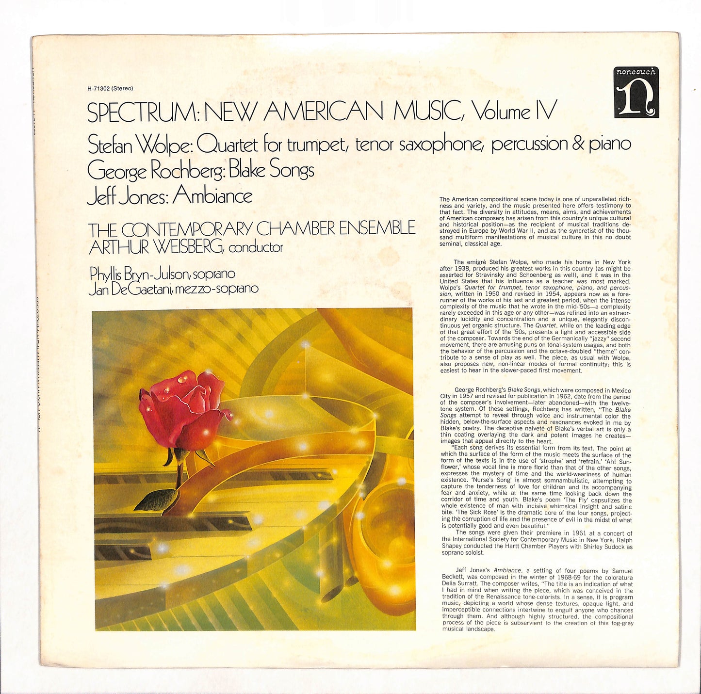 The Contemporary Chamber Ensemble, Arthur Weisberg, Phyllis Bryn-Julson, Jan DeGaetani - Spectrum: New American Music, Volume IV