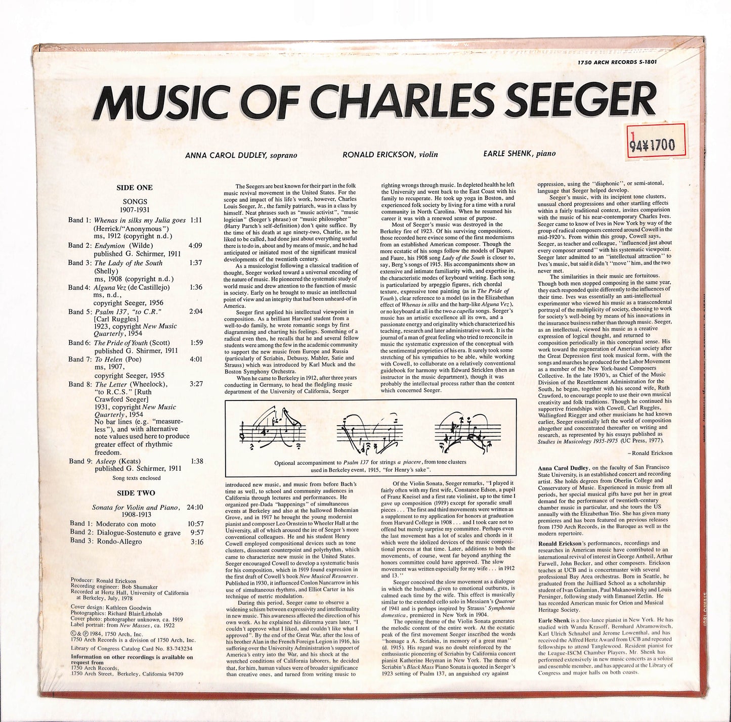 Music Of Charles Seeger, 1886-1979