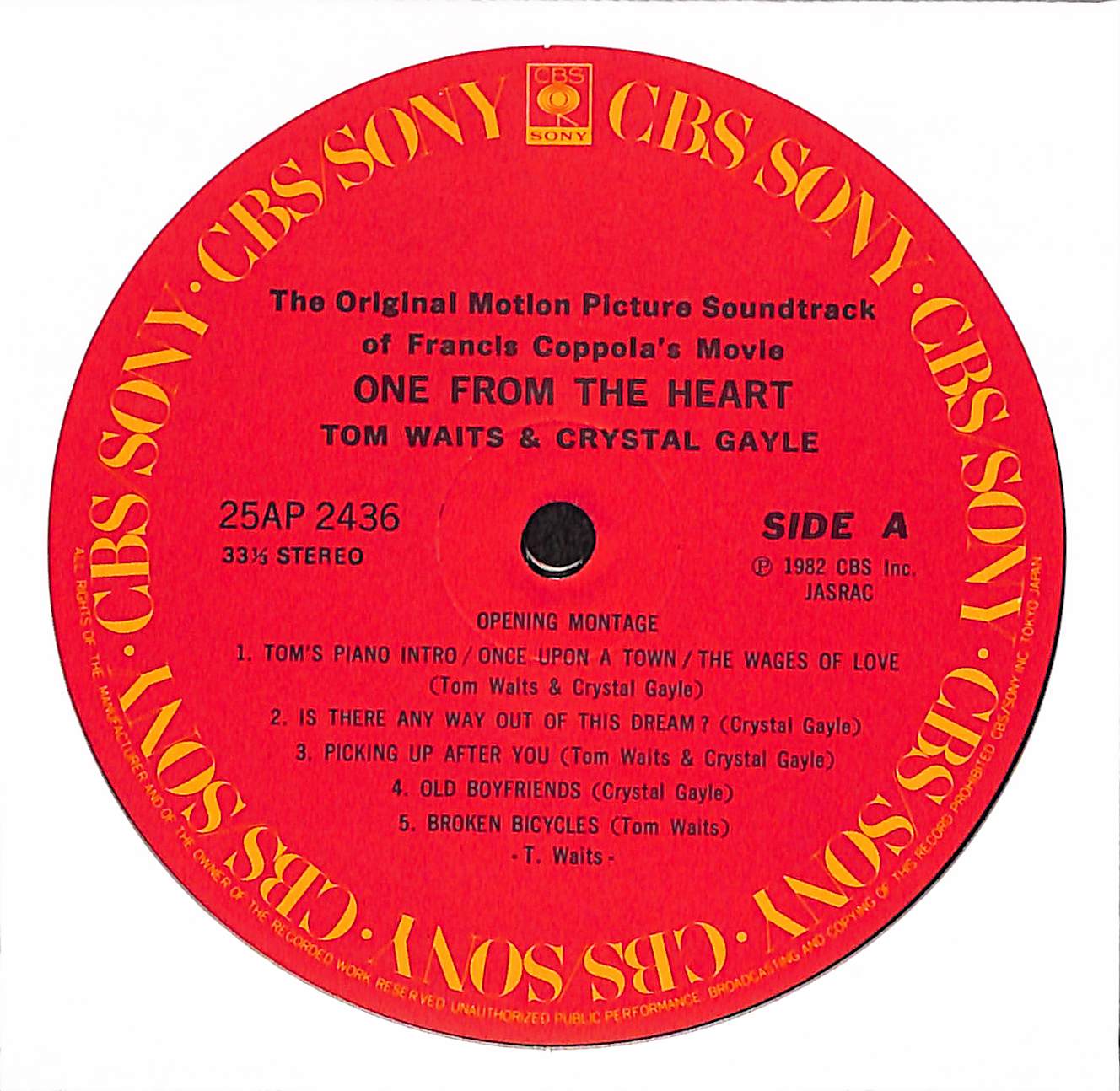 One From The Heart - The Original Motion Picture Soundtrack Of Francis Coppola's Movie