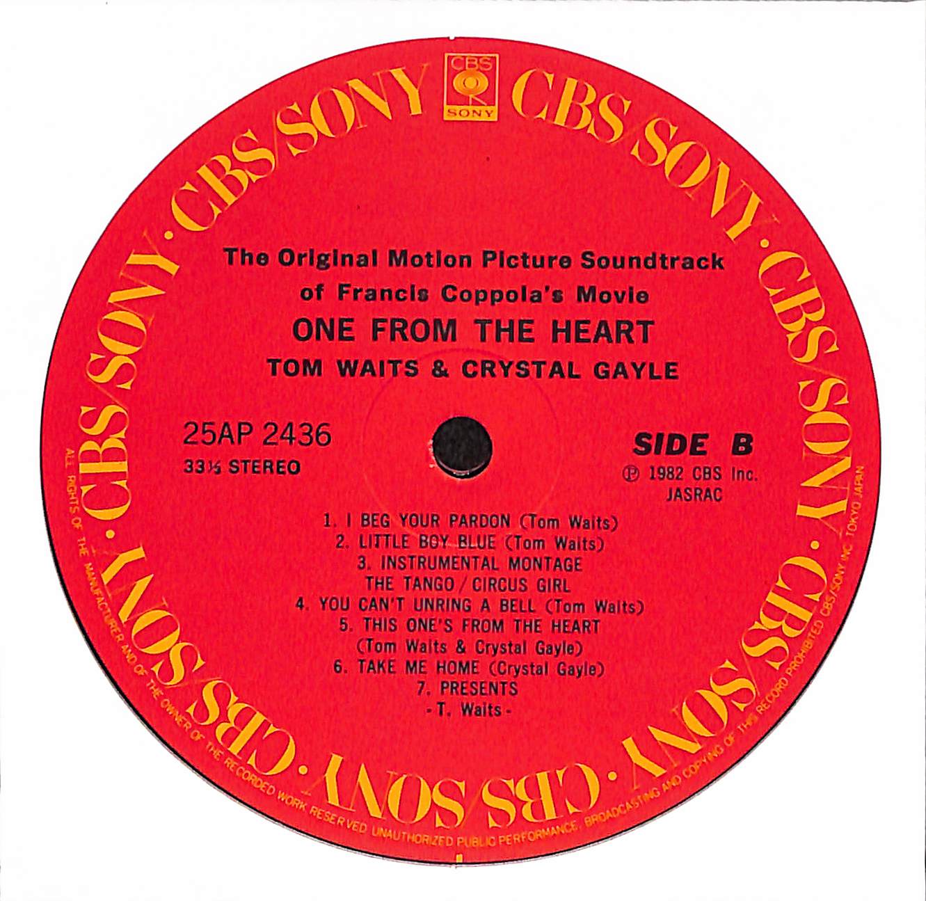 One From The Heart - The Original Motion Picture Soundtrack Of Francis Coppola's Movie