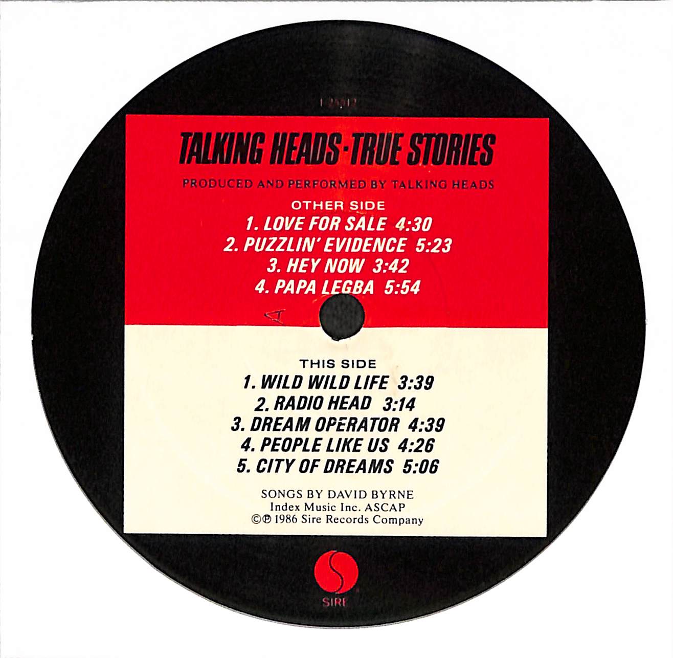 Talking Heads True Stories LP 見本盤 Talking Heads – True Stories