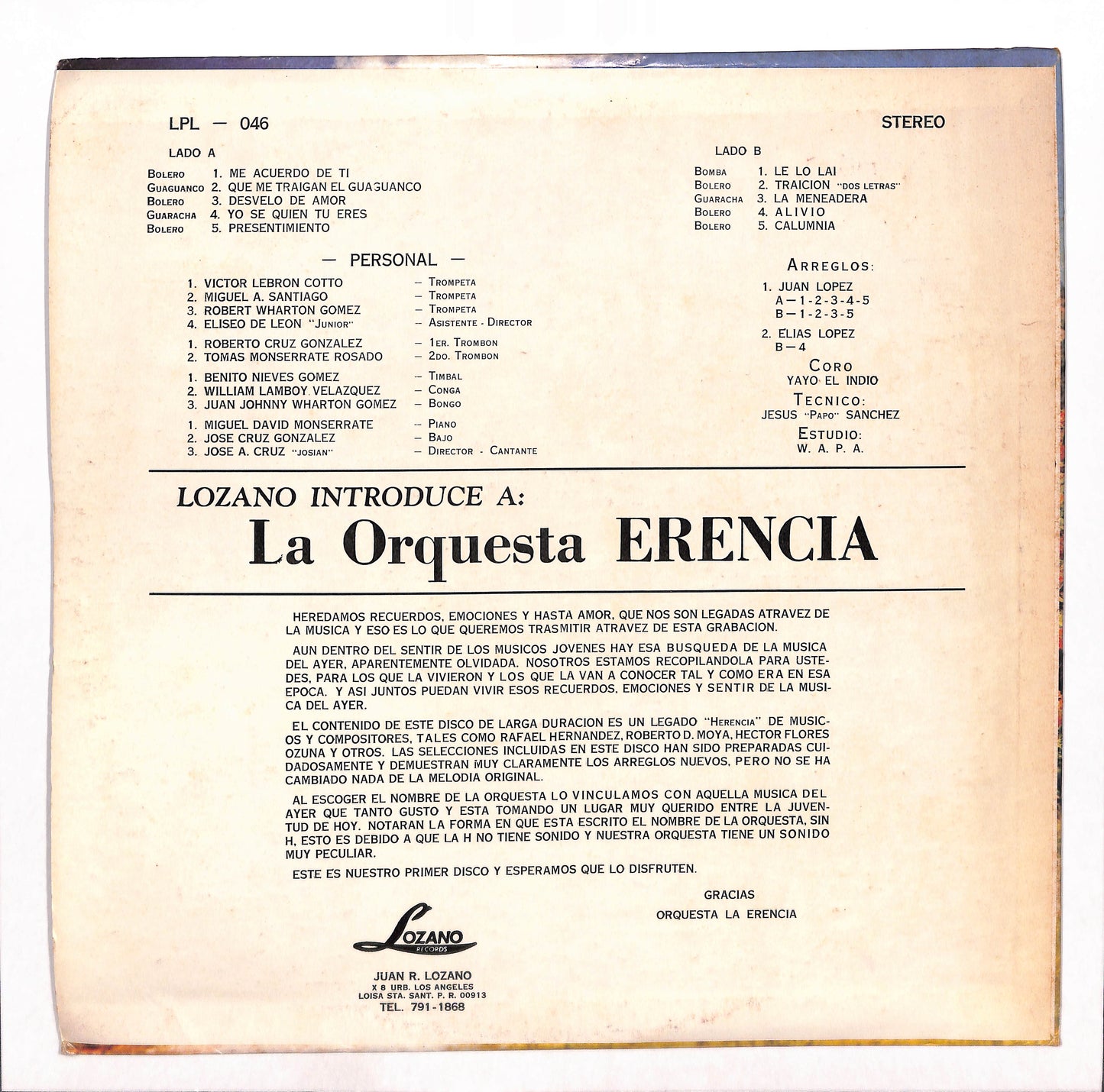 Lozano Presenta La Orquesta Erencia