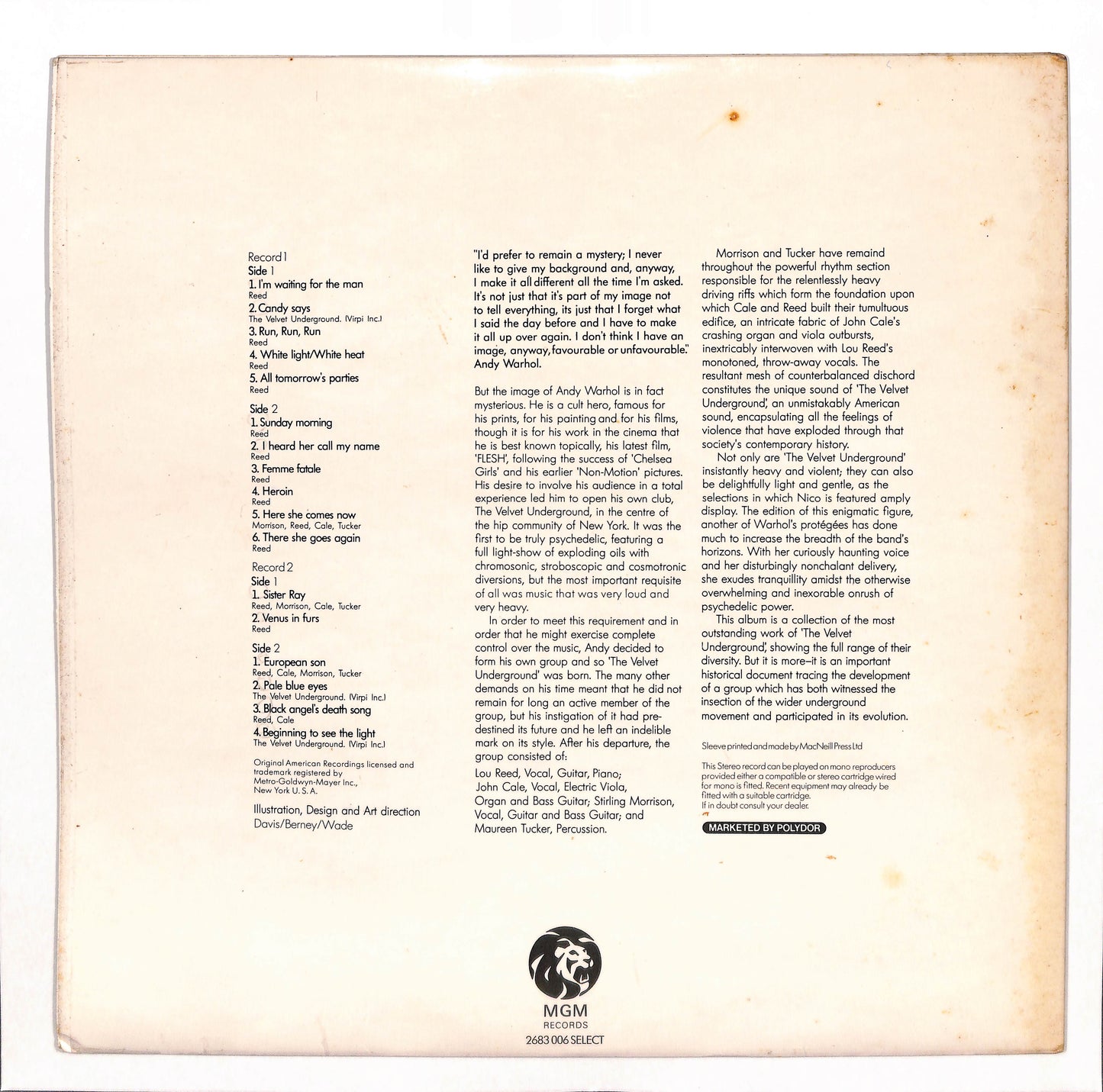 Andy Warhol's Velvet Underground Featuring Nico
