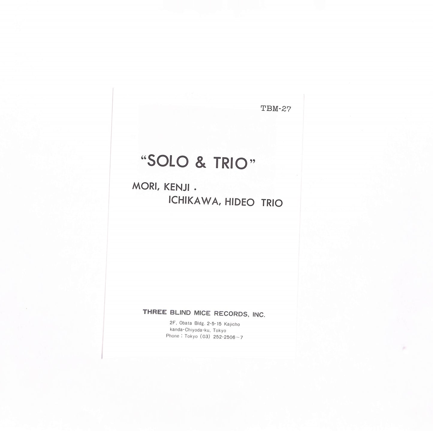 Solo & Trio (Live In "5 Days In Jazz 1974")