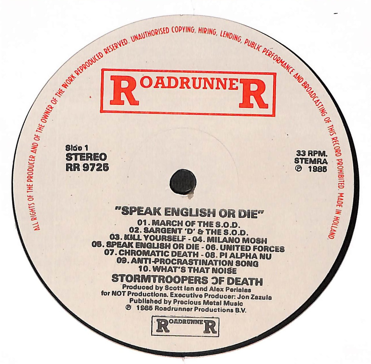 S.O.D. Speak English or Die アナログレコード 0973246d1a8b697f2c9f5fb95c8e88