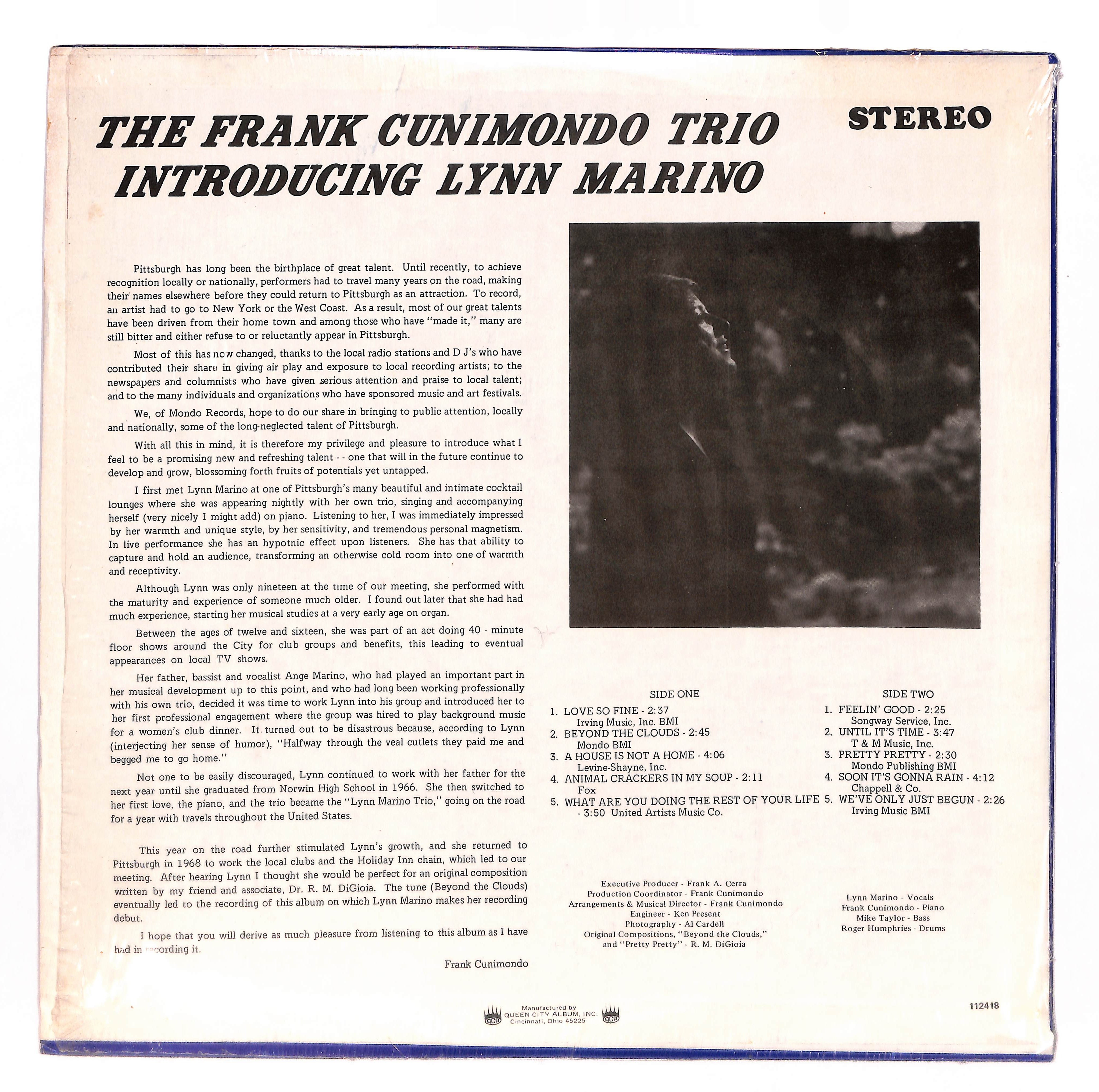 The Frank Cunimondo Trio Introducing Lynn Marino – ELLA ONLINE