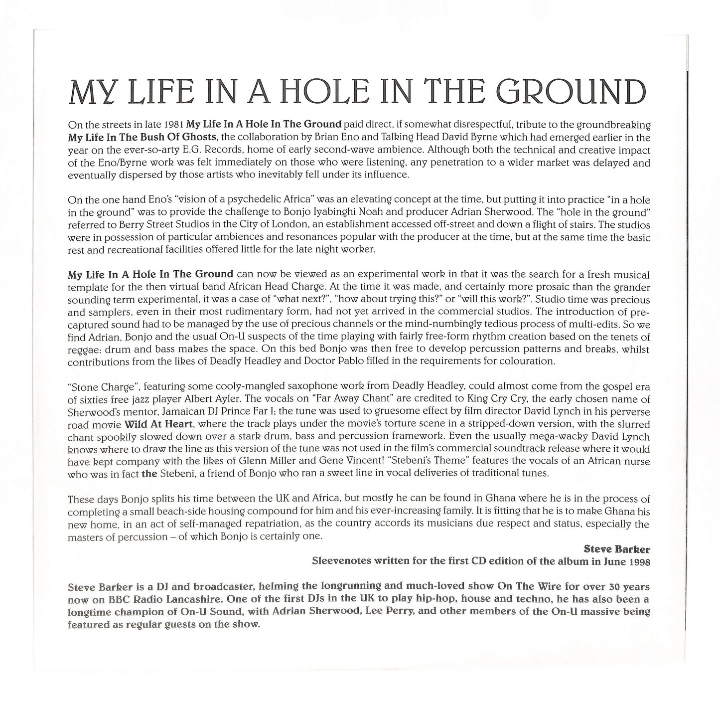 My Life In A Hole In The Ground