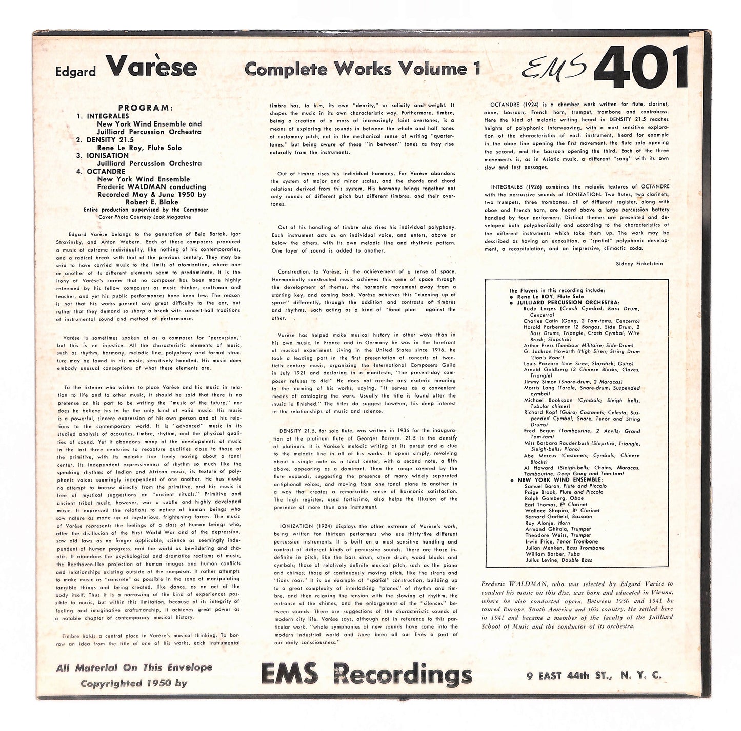 Complete Works Of Edgard Varèse, Volume 1