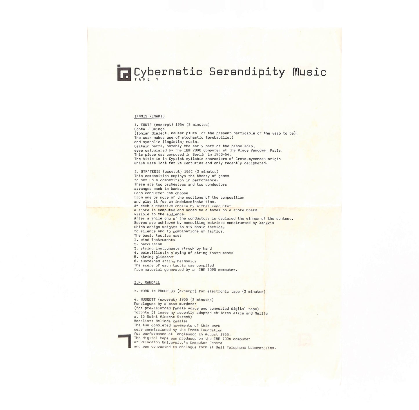 Cybernetic Serendipity Music